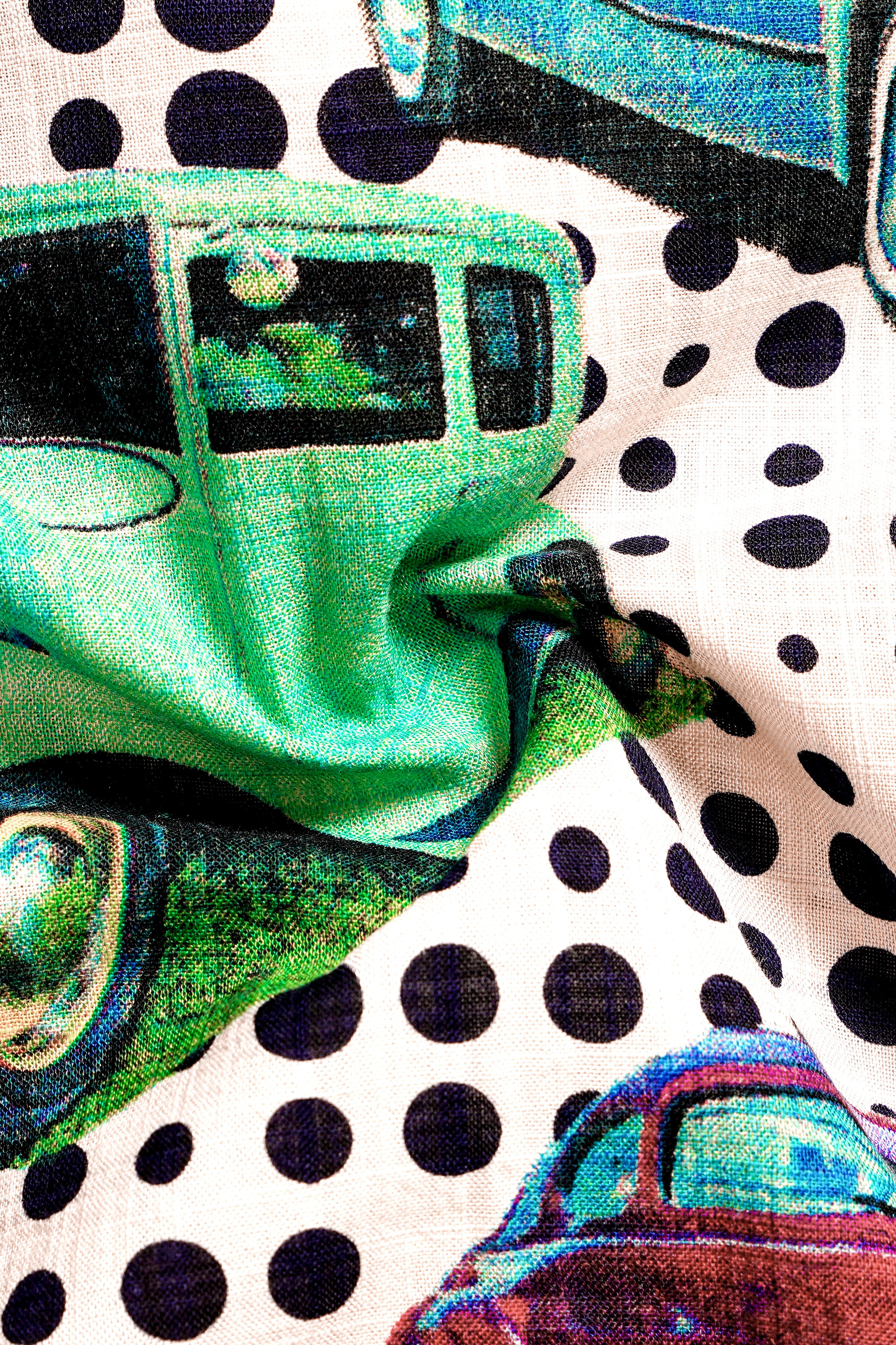 CruiseVibe-Merino Cream and Grapefruit Red Car Printed Lightweight Premium Cotton Multicolor Casual Shirt