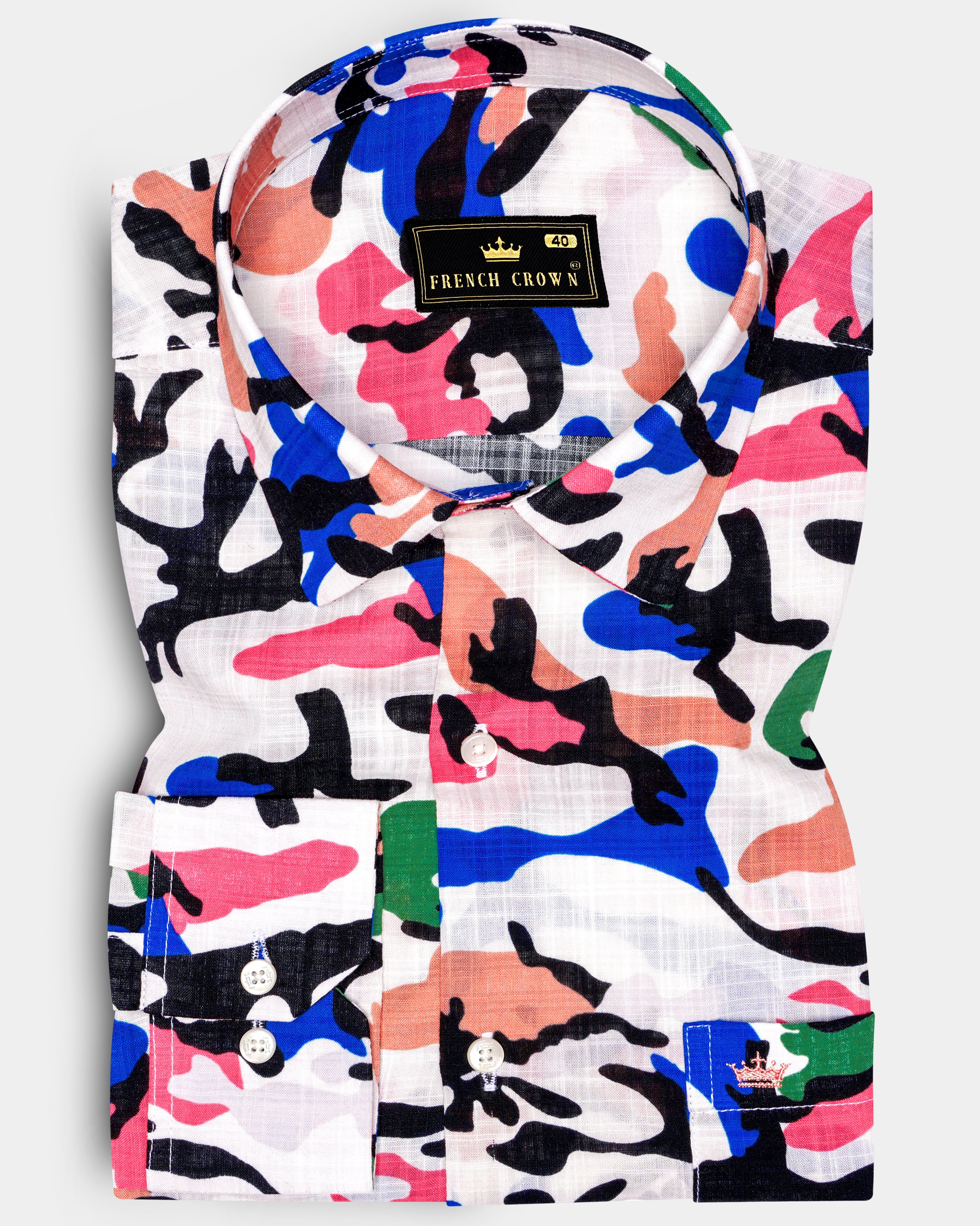 CoralFusion-Black & White with Light Coral Pink Funky Printed Lightweight Premium Cotton Multicolor Casual Shirt