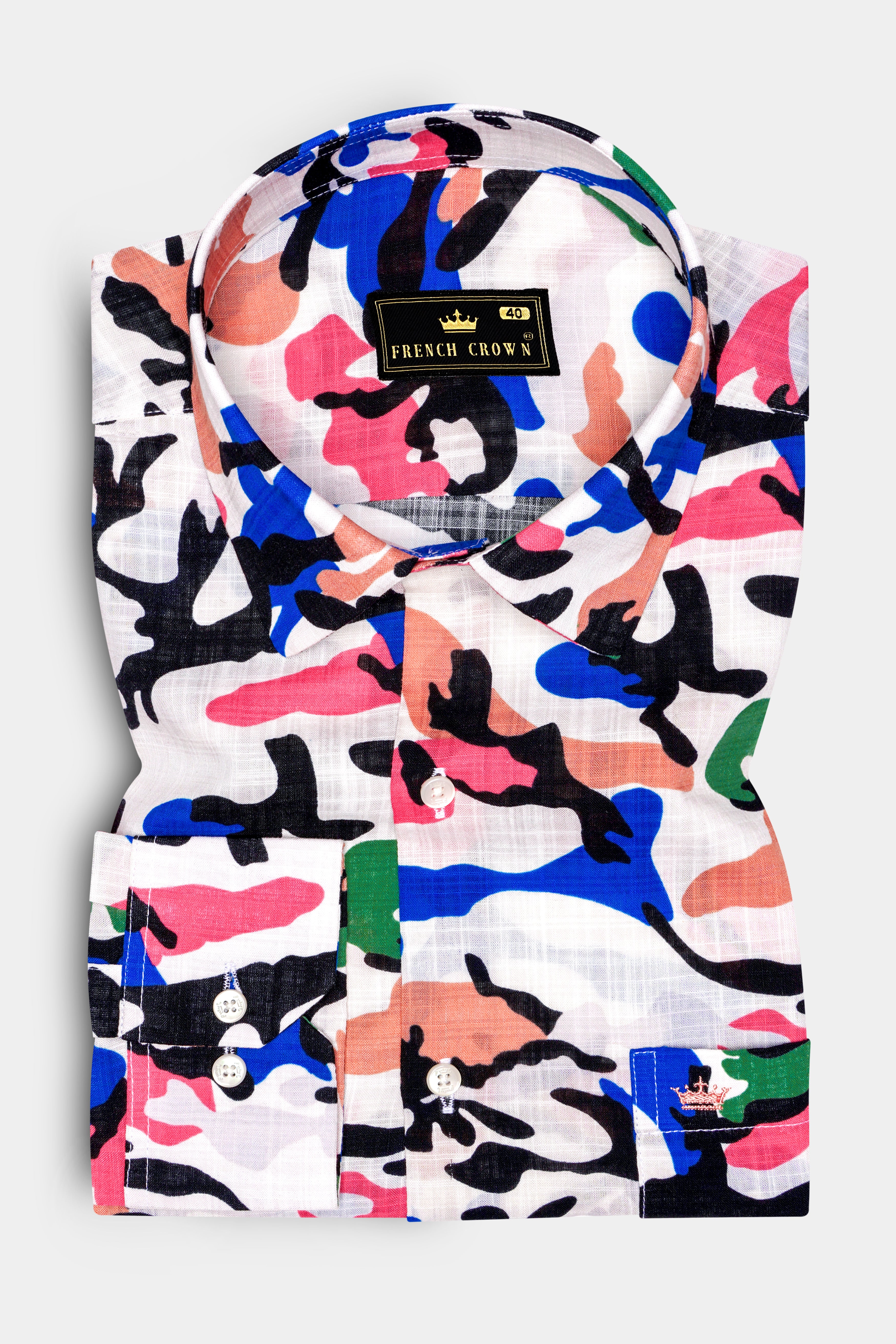 CoralFusion-Black & White with Light Coral Pink Funky Printed Lightweight Premium Cotton Multicolor Casual Shirt