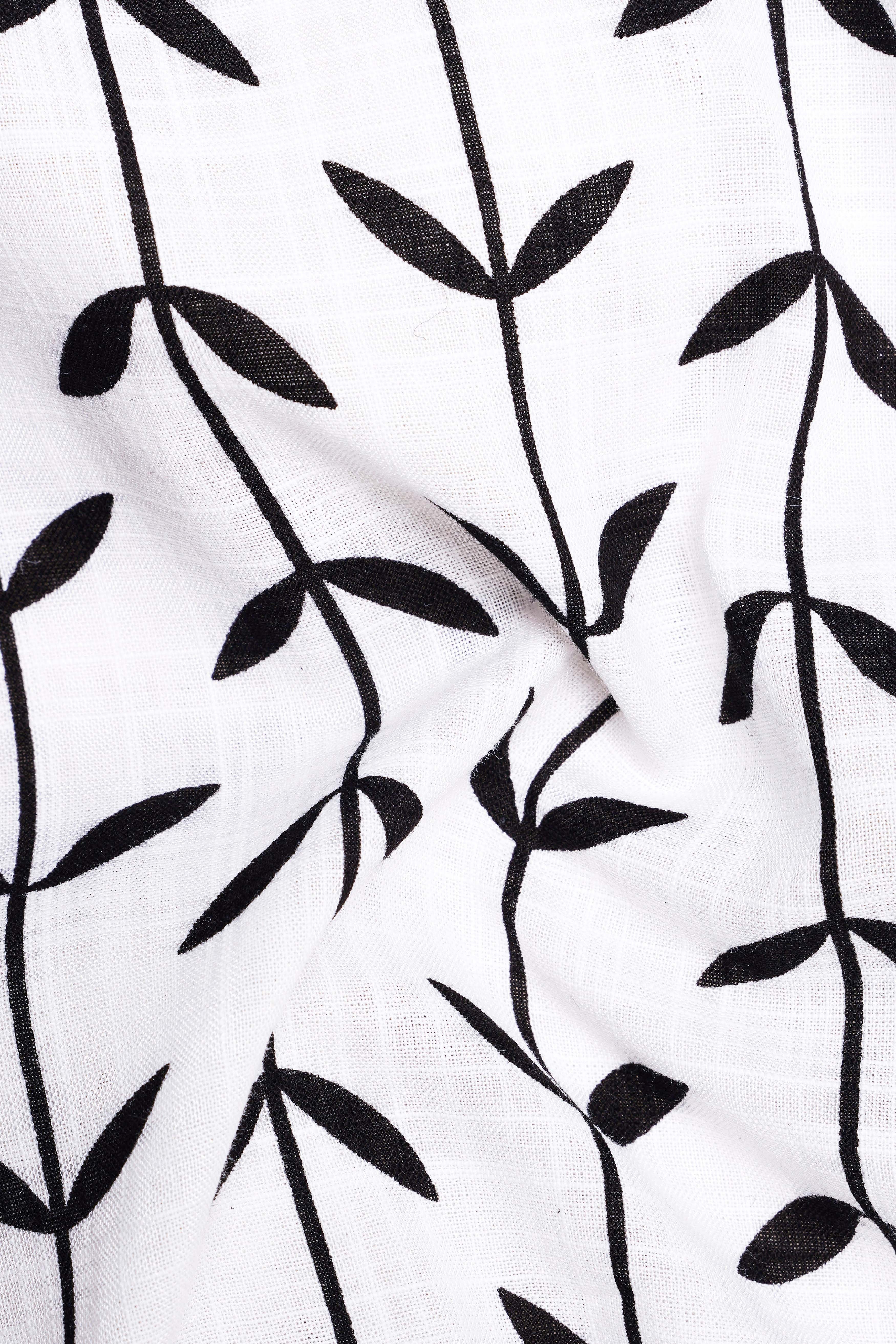 Monochrome Muse-Bright White and Black Printed Lightweight Premium Cotton Casual Shirt