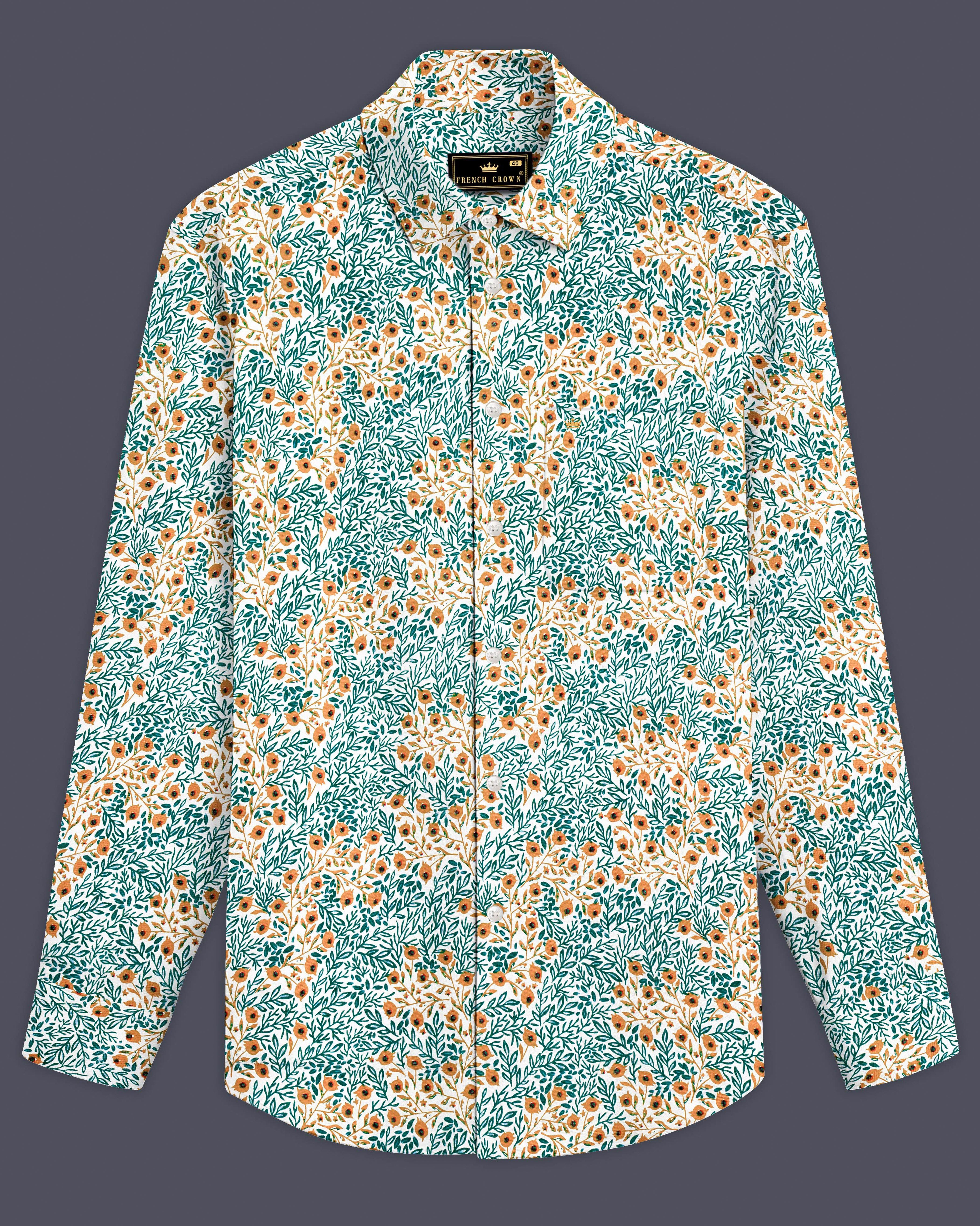 Tropical Breeze-Cyan Green with Ditsy Printed Lightweight Premium Cotton Casual Shirt