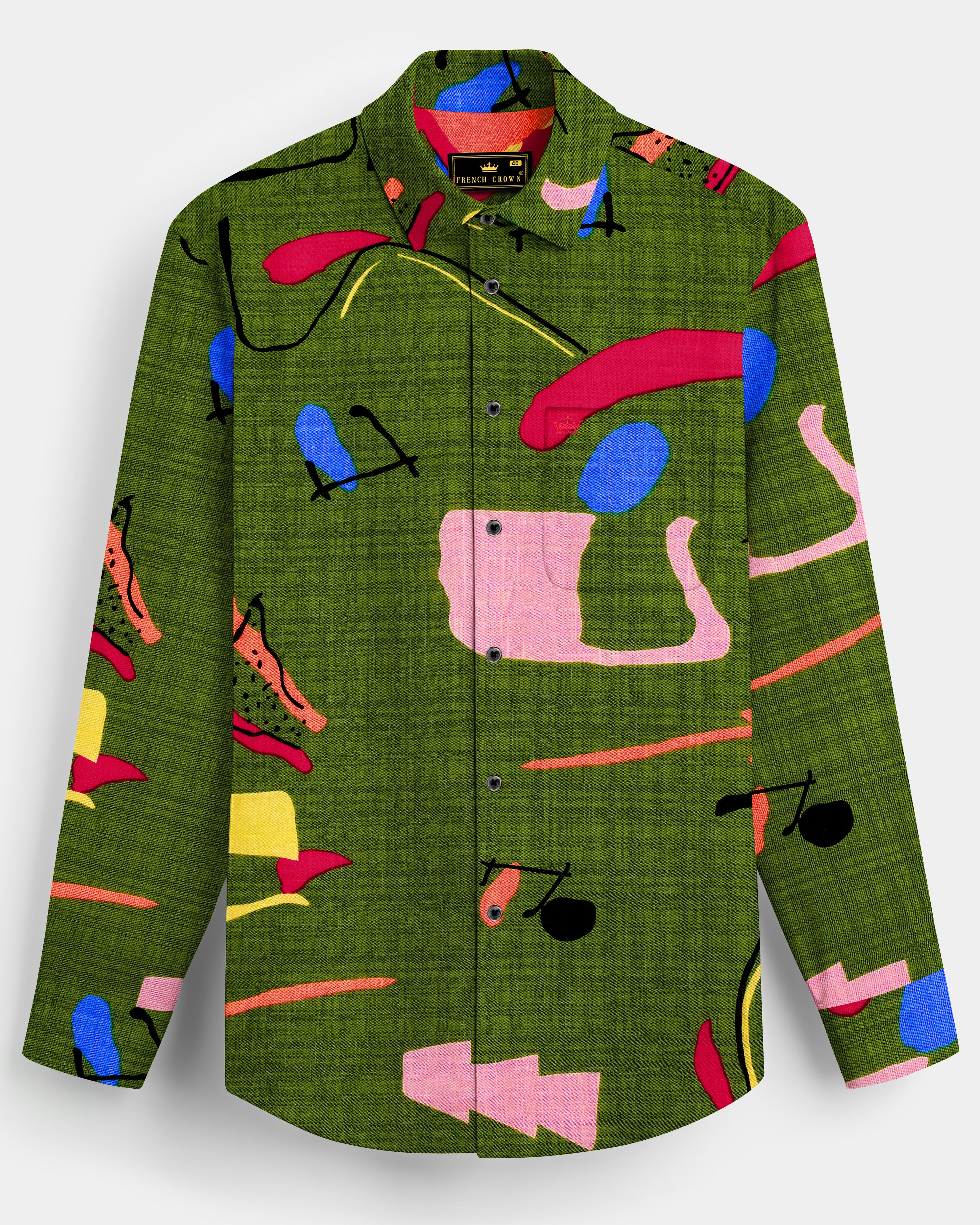 Verdant Vibe-Swamp Green Printed Lightweight Premium Cotton Casual Shirt