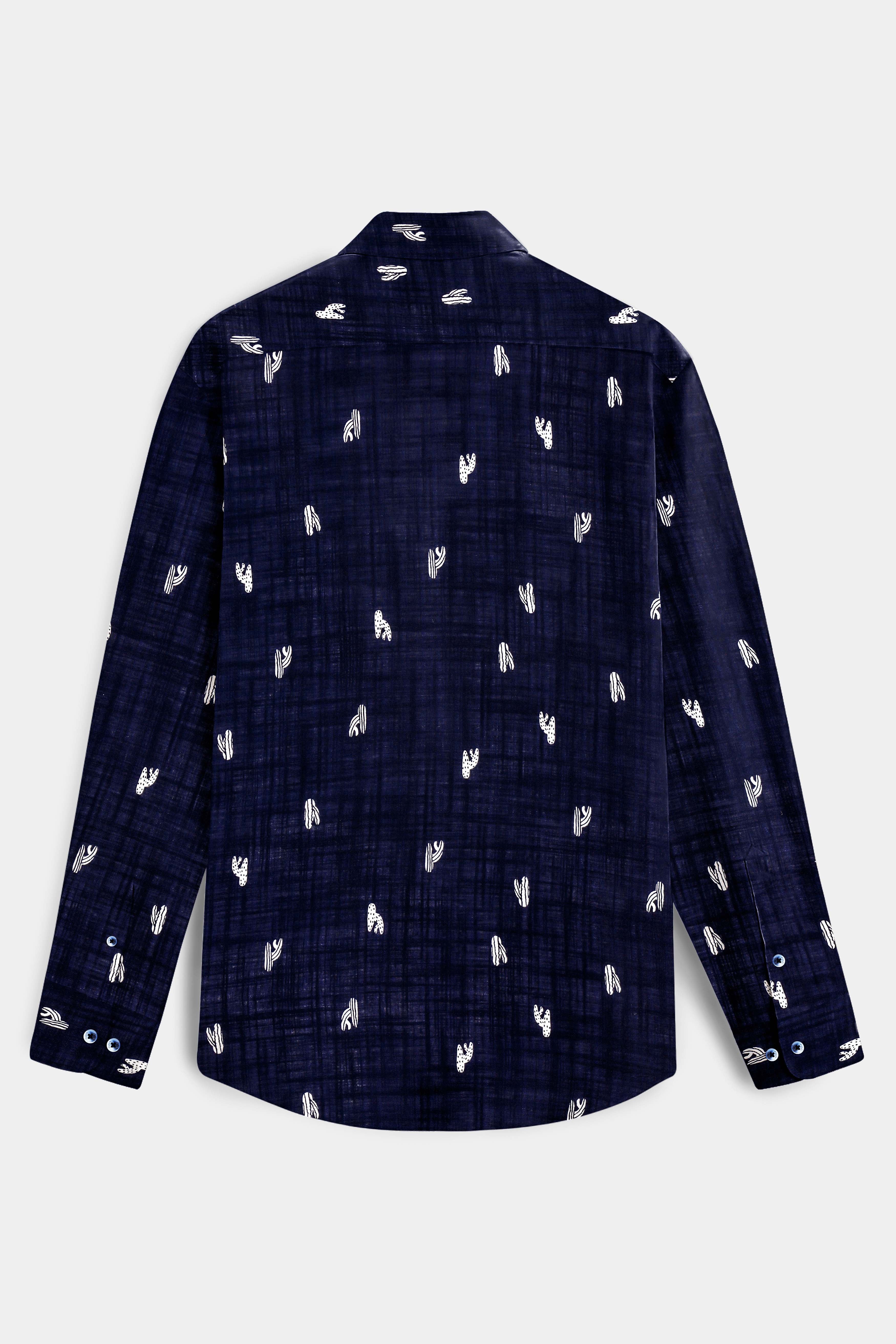 Nautical-Mirage Blue Printed Lightweight Premium Cotton Casual Shirt