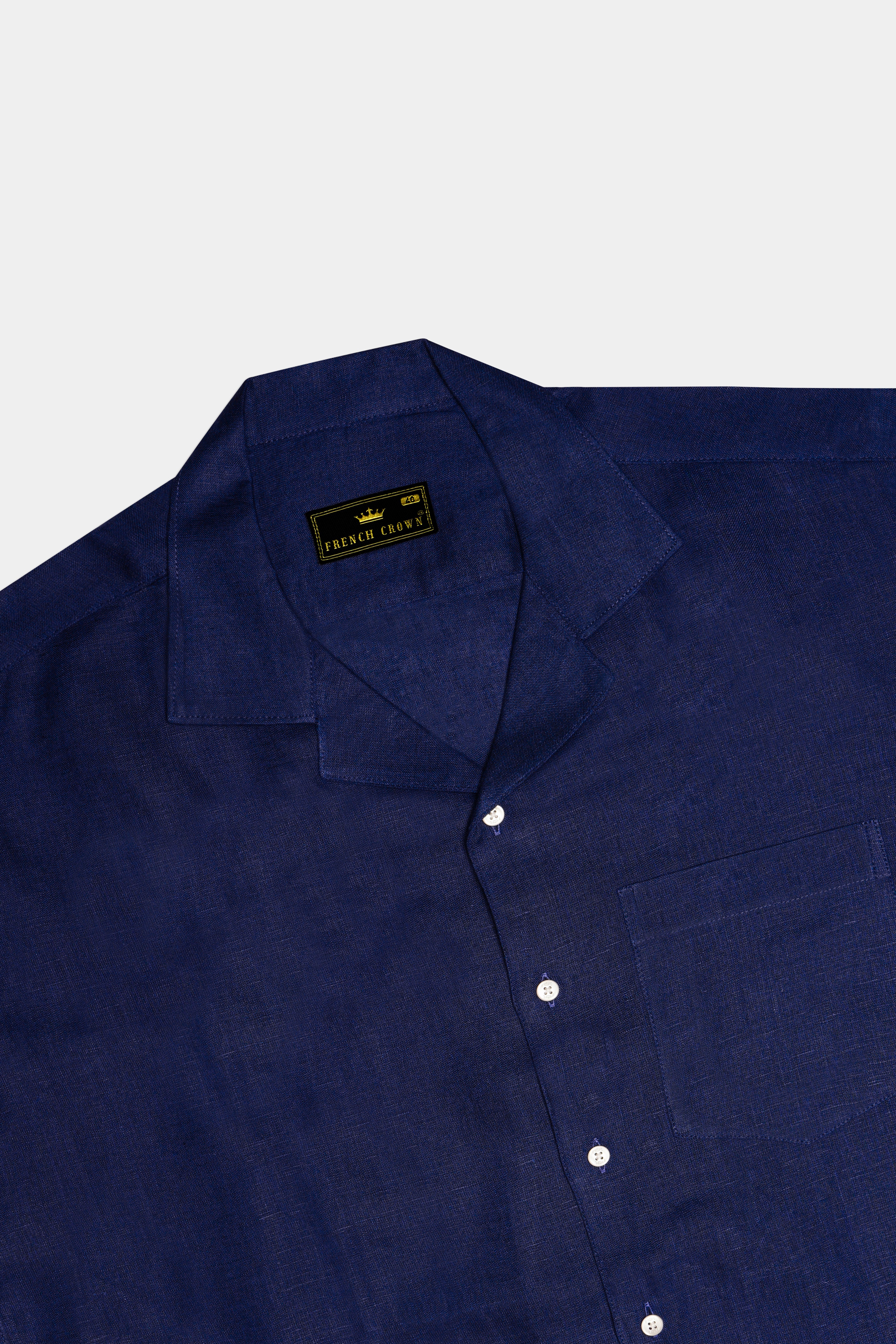 Coastal Charm-Azure Blue Solid Premium Luxuries Linen Casual Shirt