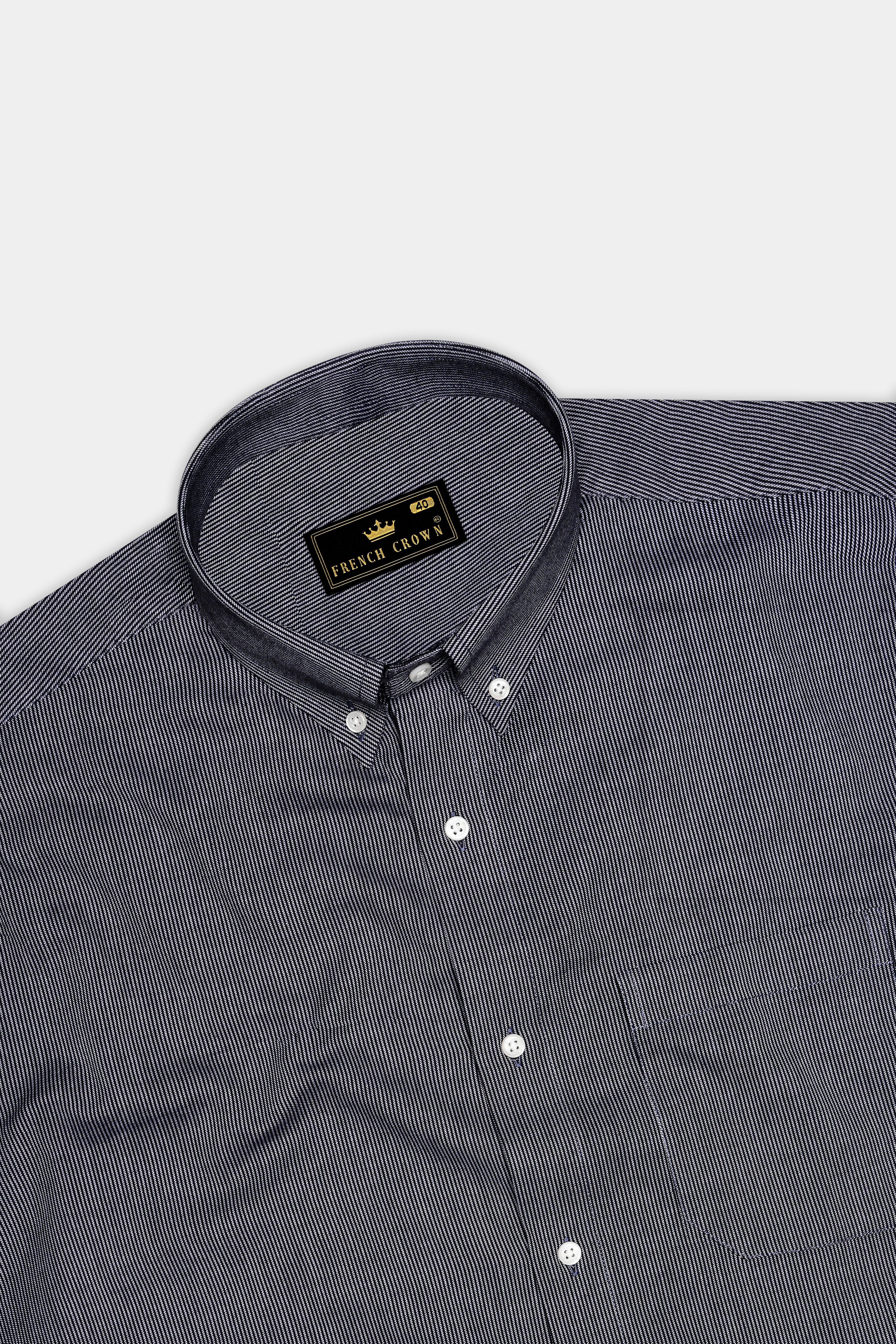 Ashmark-Gravel Gray Stripes Dobby Textured Premium Giza Cotton Dress Shirt