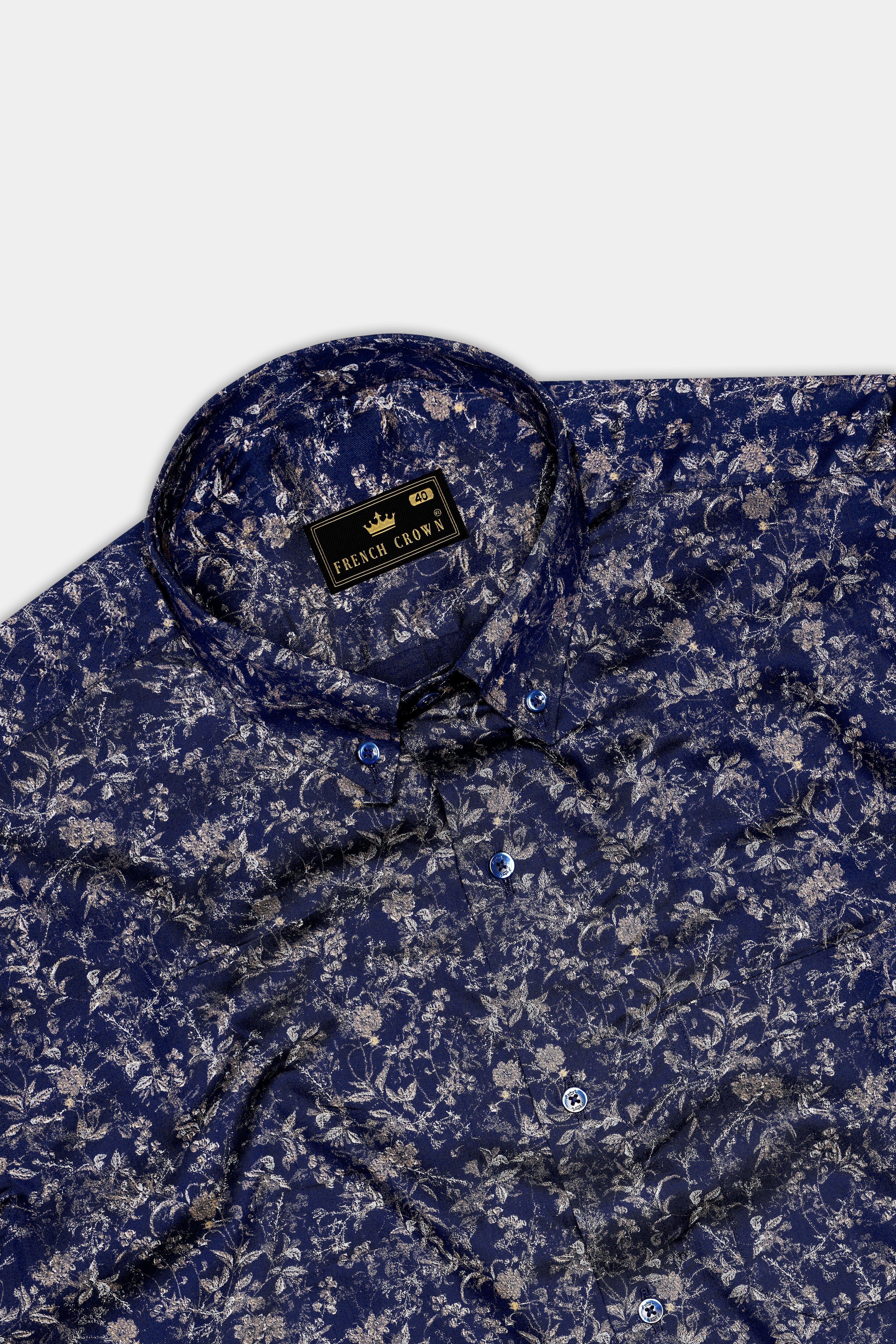 Midnight Petals- Blue Floral Printed Subtle Sheen Super Soft Premium Cotton Casual Shirt