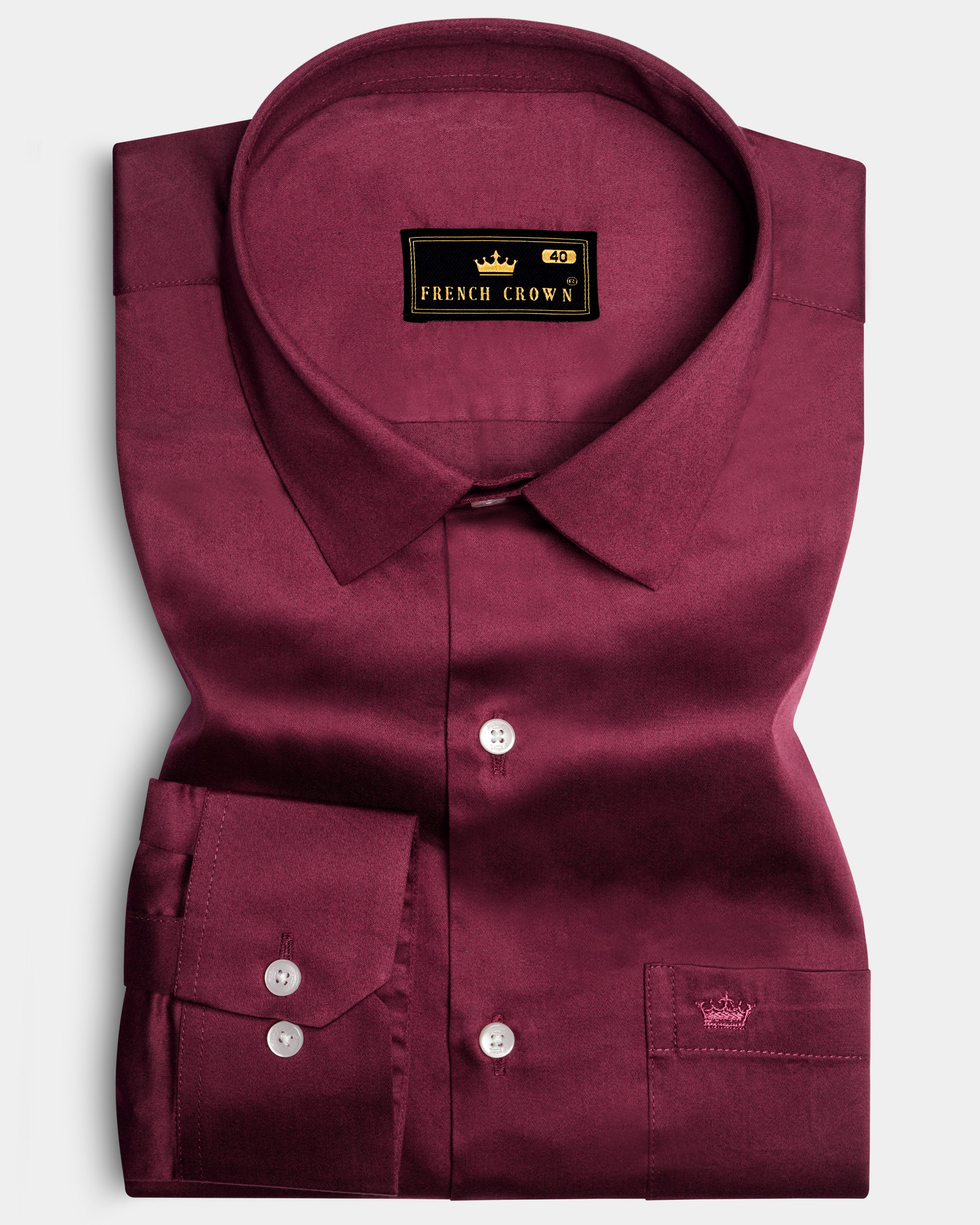berry dress shirt Raspberry-Wine Berry Solid Maroon Subtle Sheen Super Soft Premium Cotton Dress Shirt