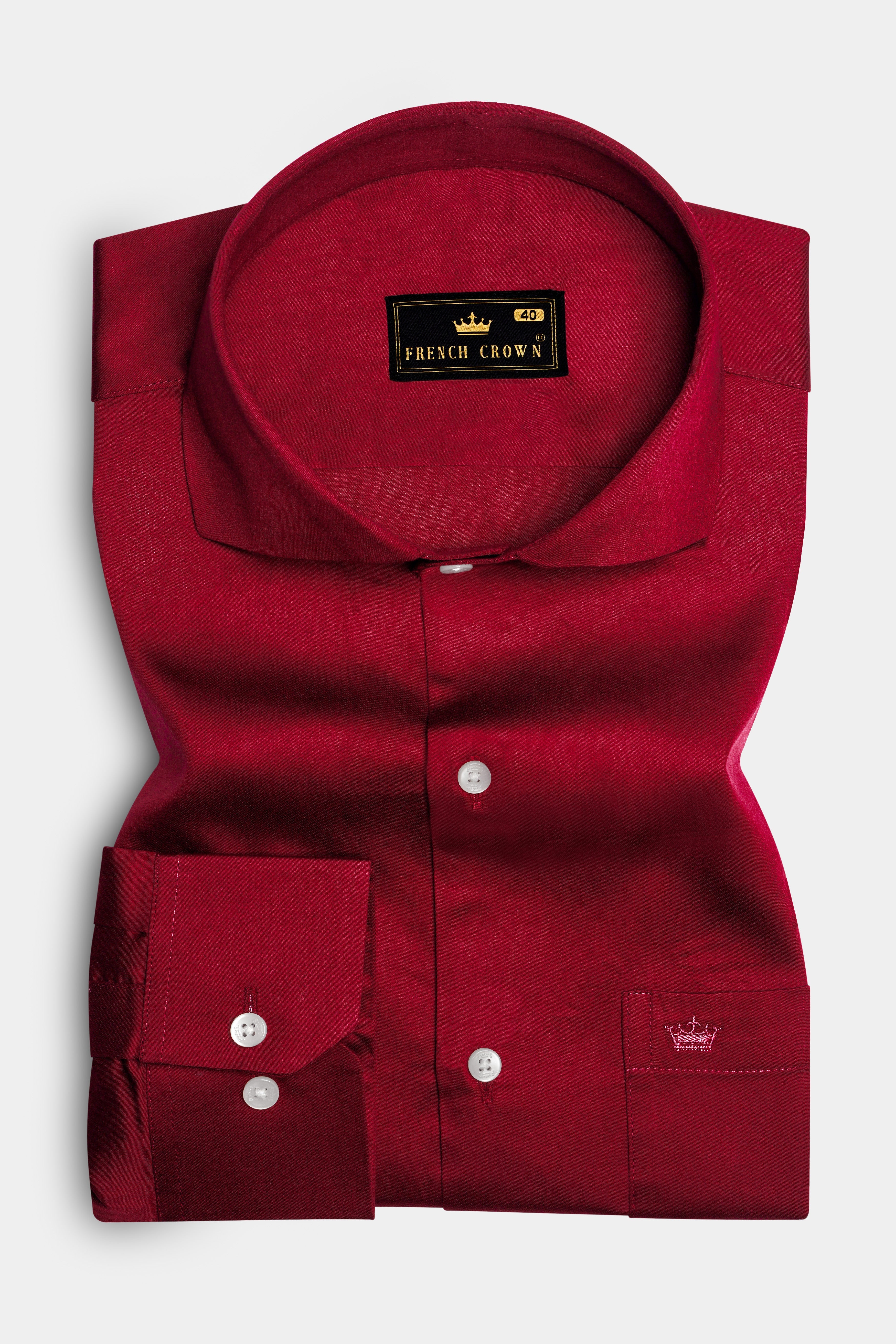ruby red dress shirt Men's Slim Fit Solid Color Dress Shirt (Red) Red / Medium/15-15.5 Neck/34-35 Sleeve