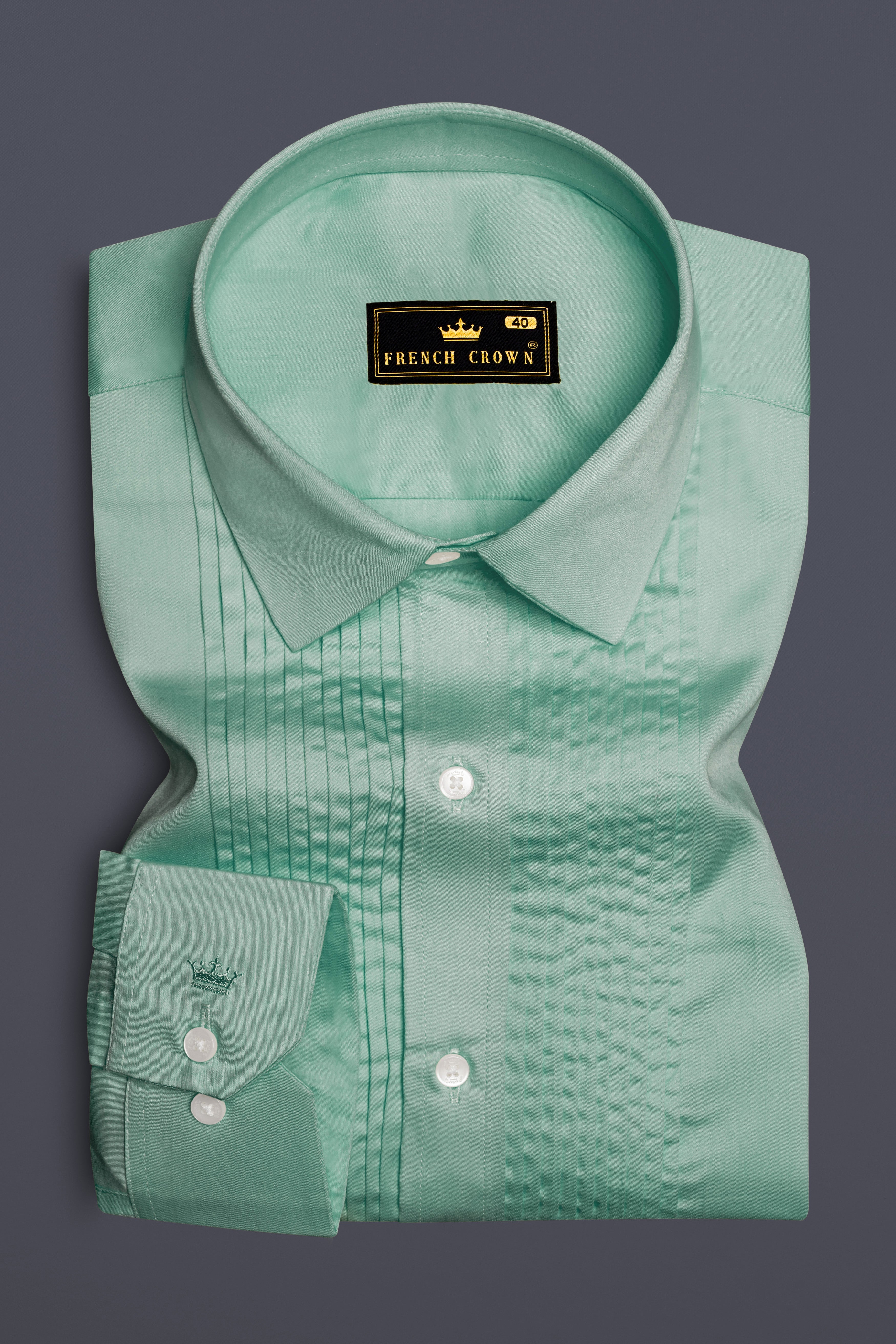 Emerald Charm-Oxley Green Solid Subtle Sheen Super Soft Premium Cotton Tuxedo Shirt 13618-TXD-38, 13618-TXD-H-38, 13618-TXD-39, 13618-TXD-H-39, 13618-TXD-40, 13618-TXD-H-40, 13618-TXD-42, 13618-TXD-H-42, 13618-TXD-44, 13618-TXD-H-44, 13618-TXD-46, 13618-TXD-H-46, 13618-TXD-48, 13618-TXD-H-48, 13618-TXD-50, 13618-TXD-H-50, 13618-TXD-52, 13618-TXD-H-52