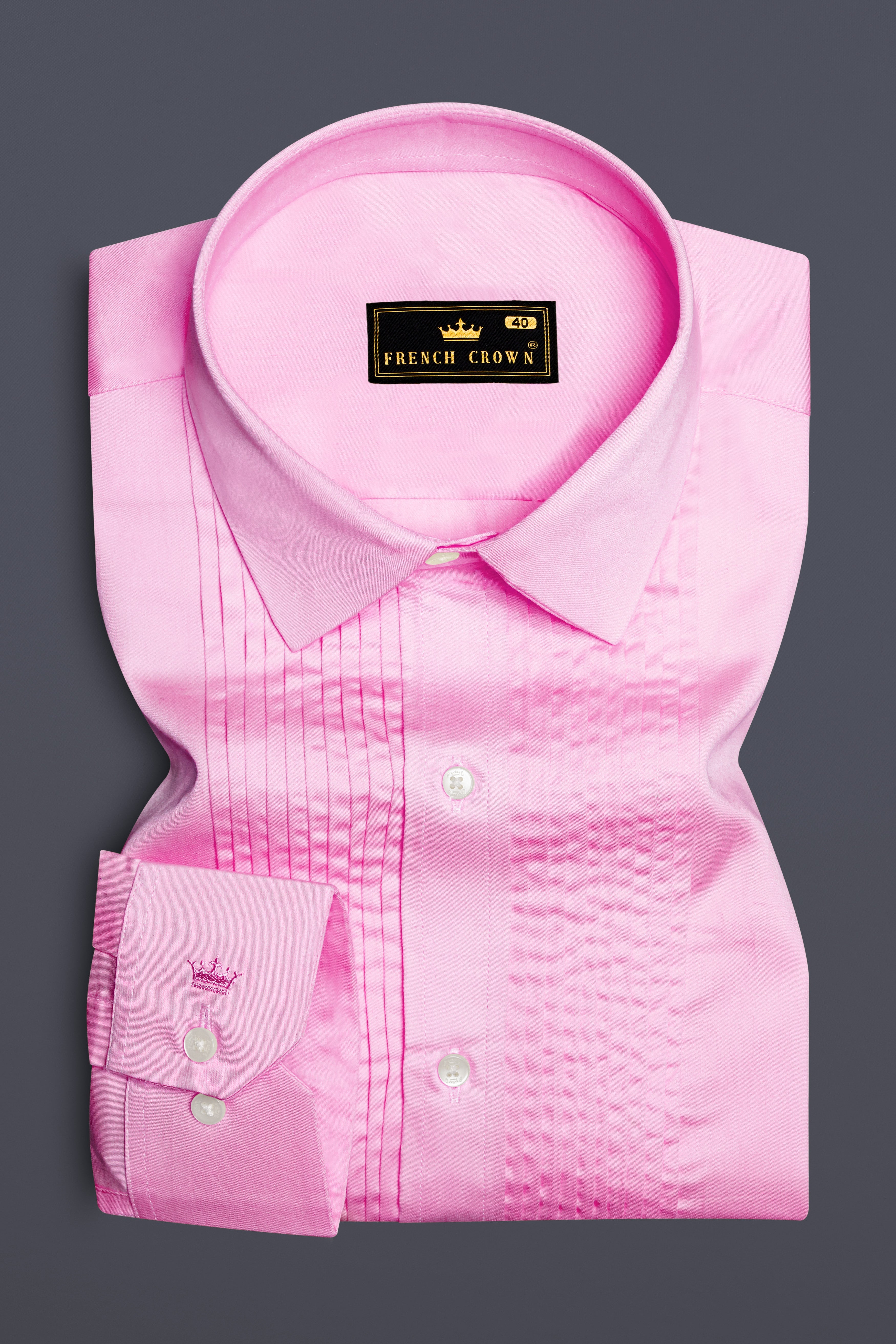 Rose Luxe-Thistle Pink Solid Subtle Sheen Super Soft Premium Cotton Tuxedo Shirt