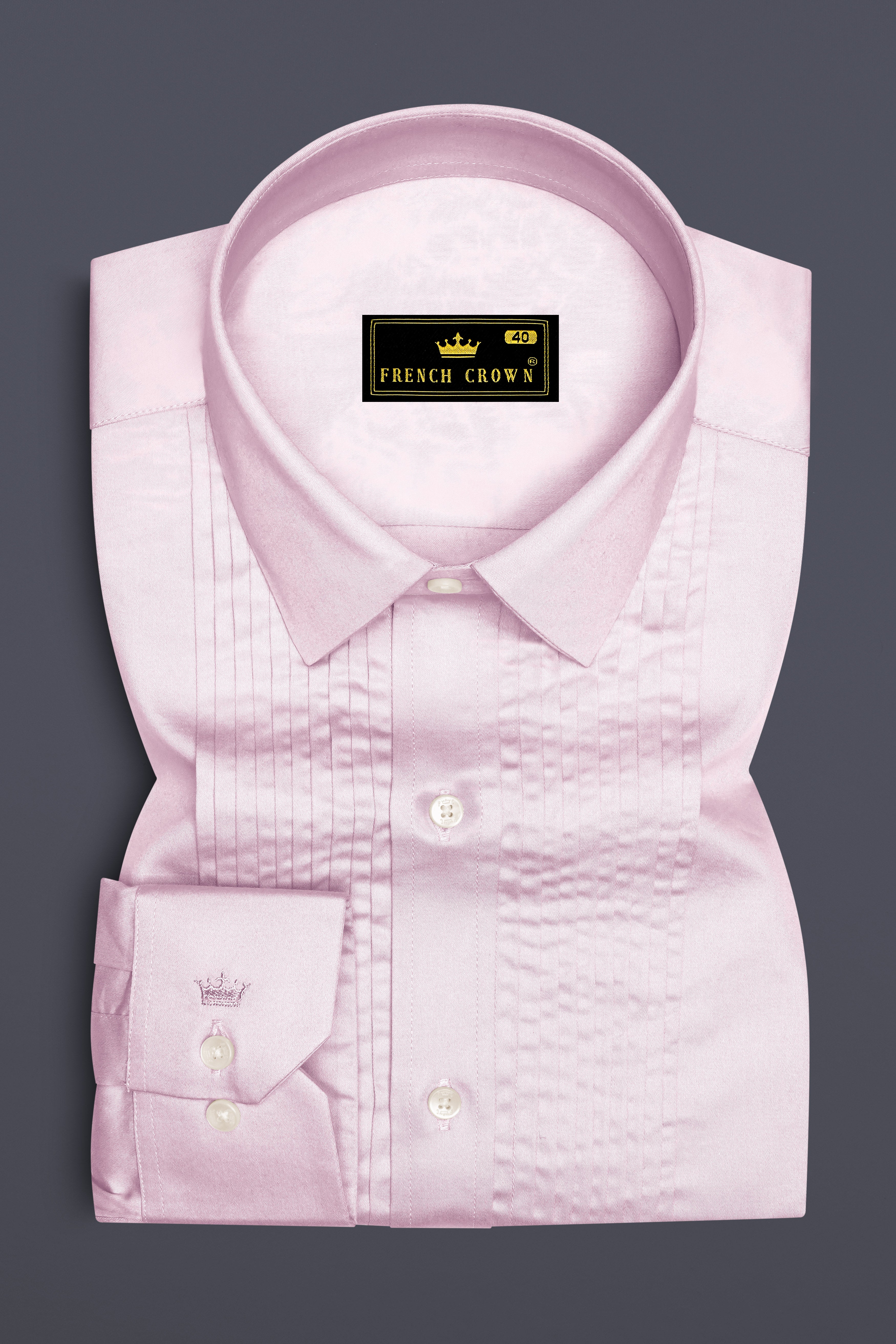 Rose Luxe-Thistle Pink Solid Subtle Sheen Super Soft Premium Cotton Tuxedo Shirt