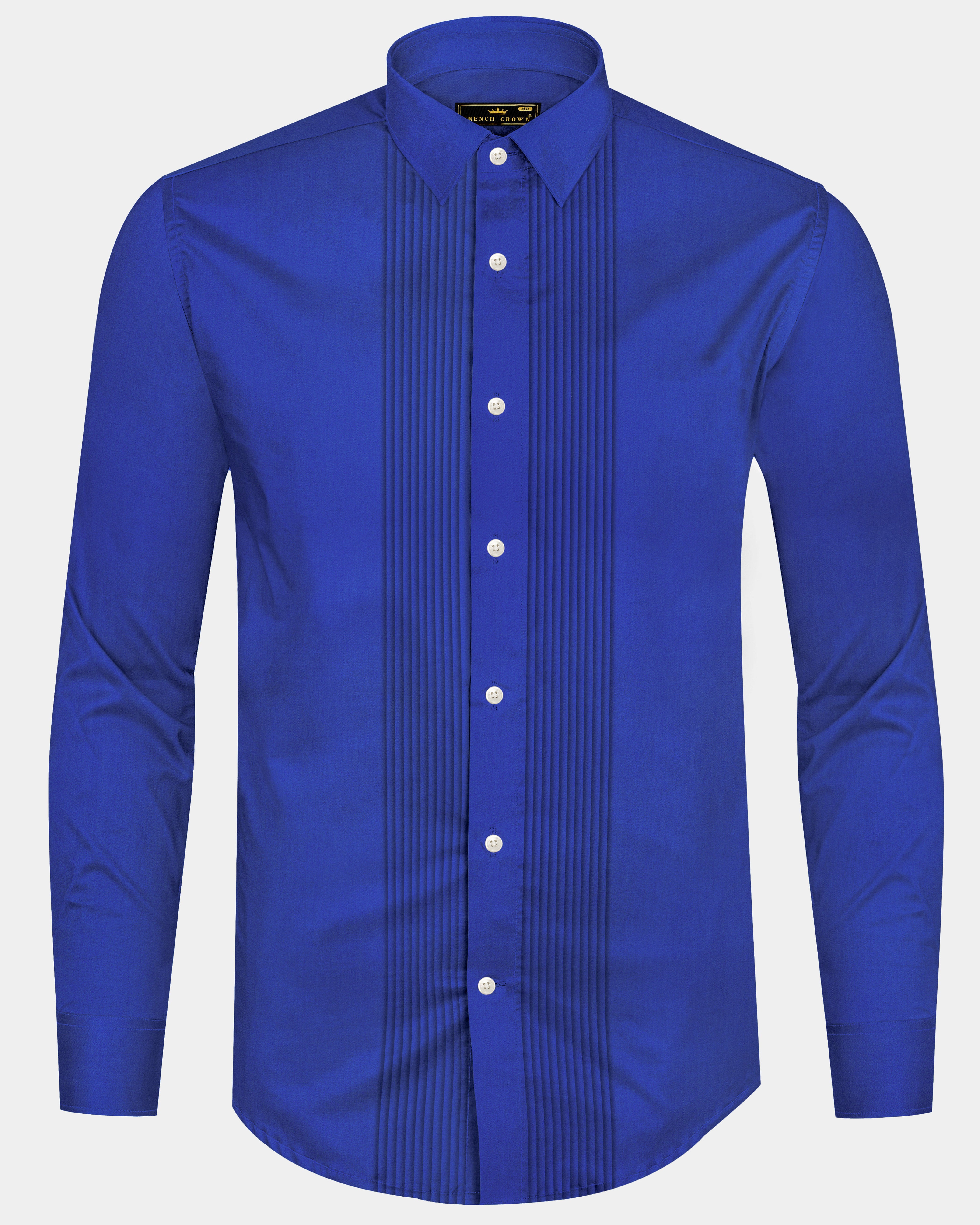 indigo blue-Catalina Solid Subtle Sheen Super Soft Premium Cotton Tuxedo Shirt