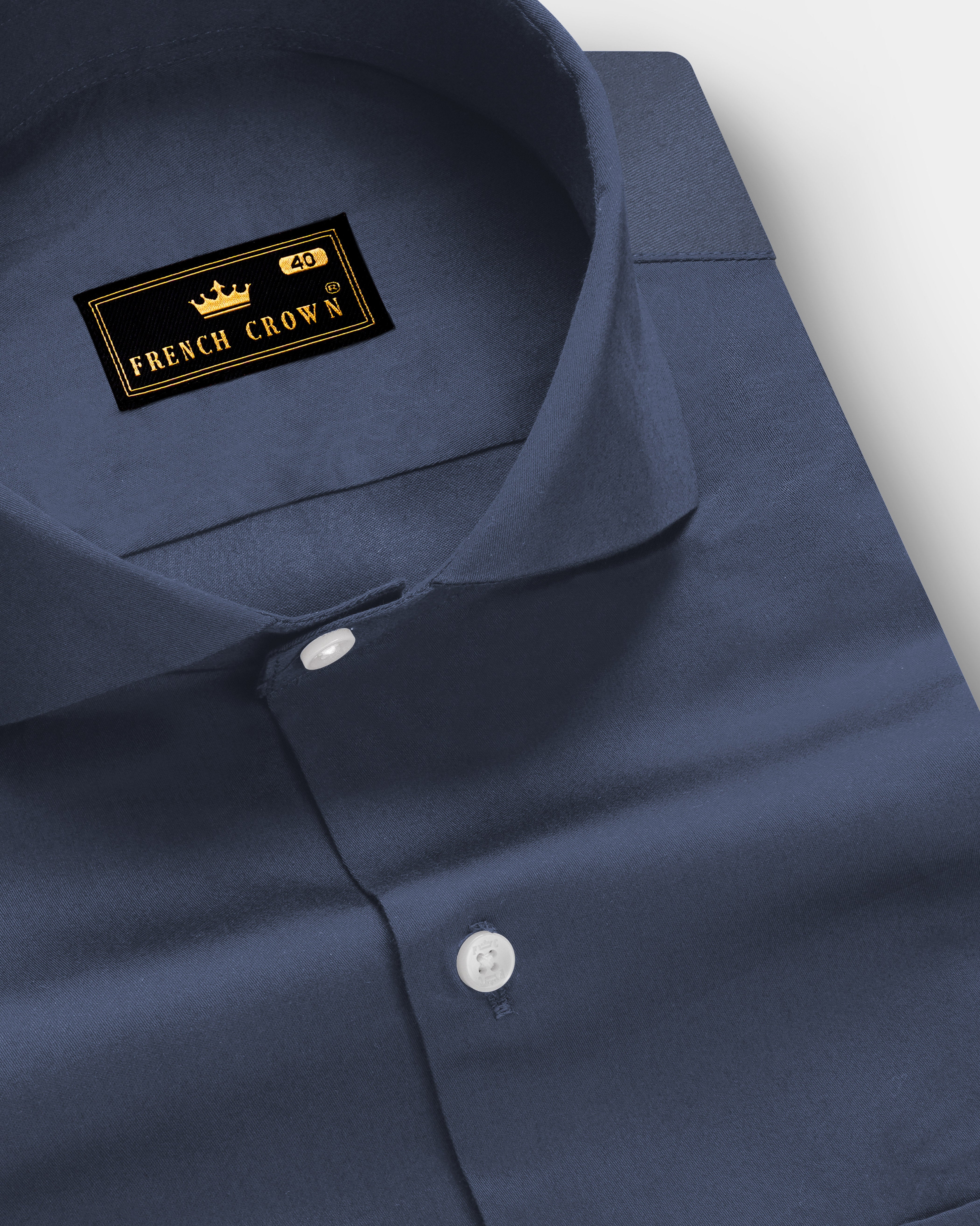 Glacier-Riverstone Bed Blue Subtle Sheen Super Soft Premium Cotton Cut Away Collar Dress Shirt