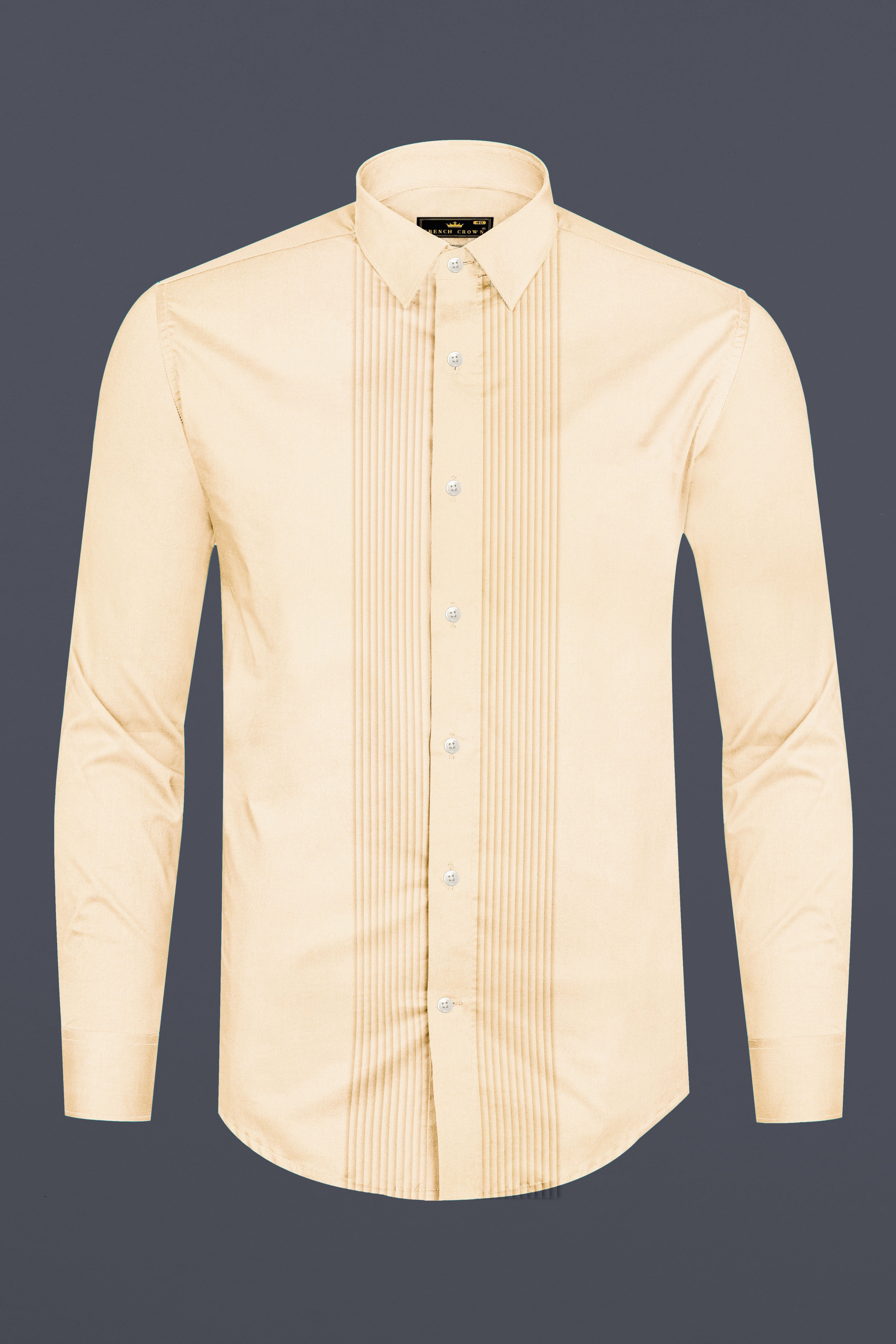 Vanilla-Almond Cream Subtle Sheen Super Soft Premium Cotton Tuxedo Shirt 13645-TXD-38, 13645-TXD-H-38, 13645-TXD-39, 13645-TXD-H-39, 13645-TXD-40, 13645-TXD-H-40, 13645-TXD-42, 13645-TXD-H-42, 13645-TXD-44, 13645-TXD-H-44, 13645-TXD-46, 13645-TXD-H-46, 13645-TXD-48, 13645-TXD-H-48, 13645-TXD-50, 13645-TXD-H-50, 13645-TXD-52, 13645-TXD-H-52