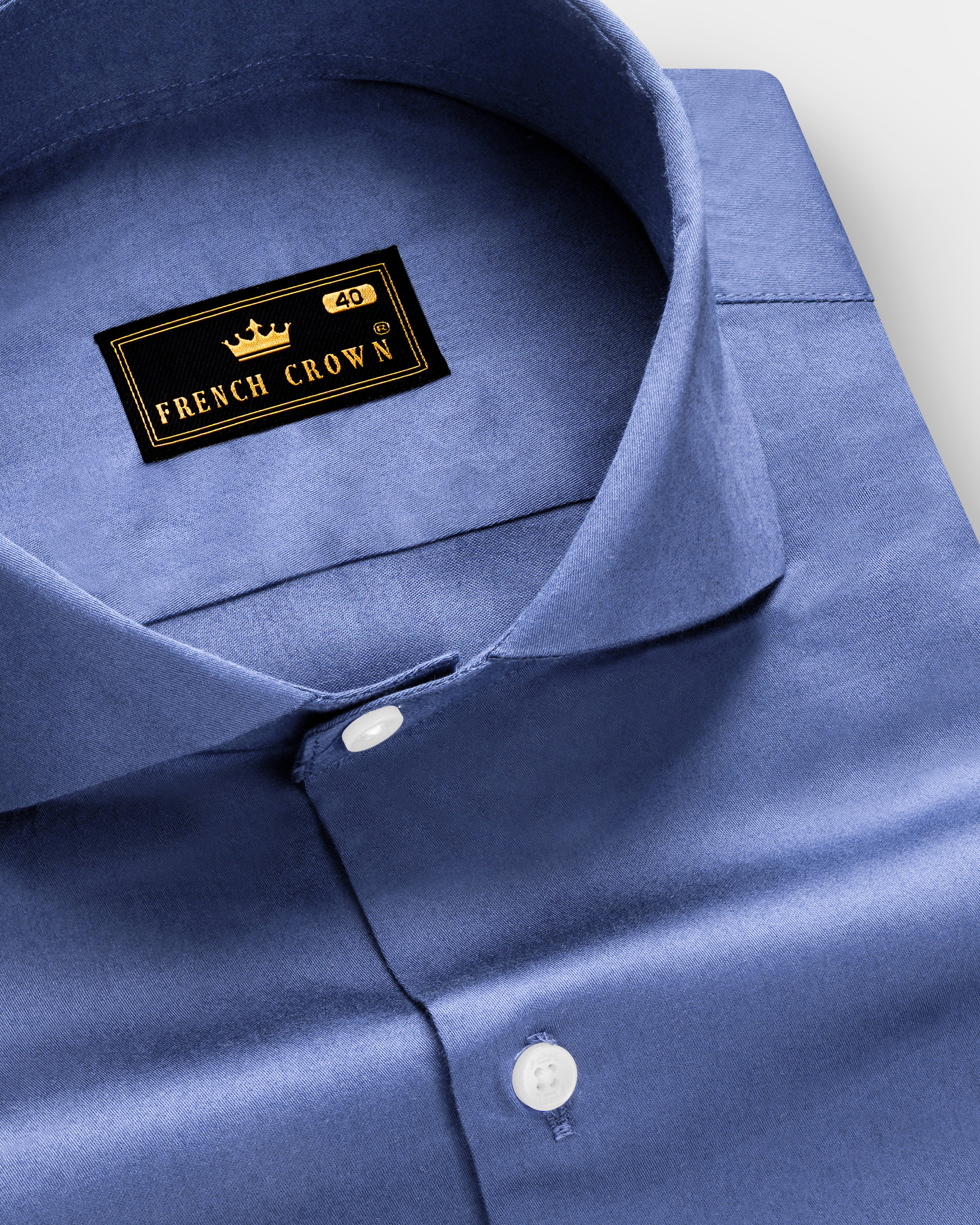 Tidepool-Glaucous Blue Subtle Sheen Super Soft Premium Cotton Cut Away Collar Dress Shirt
