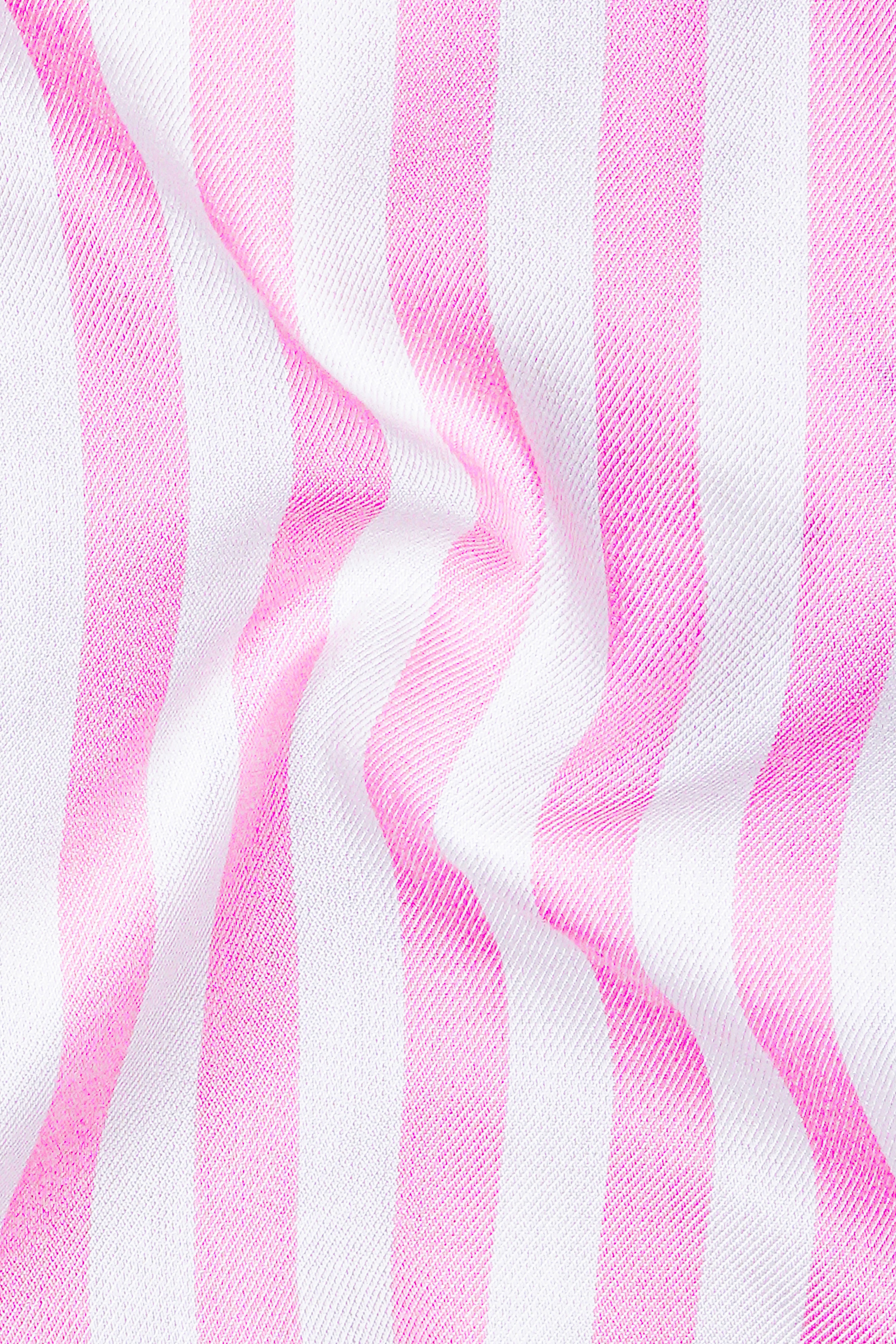 Raddish Magenta with White Striped Twill Premium Giza Cotton Shirt