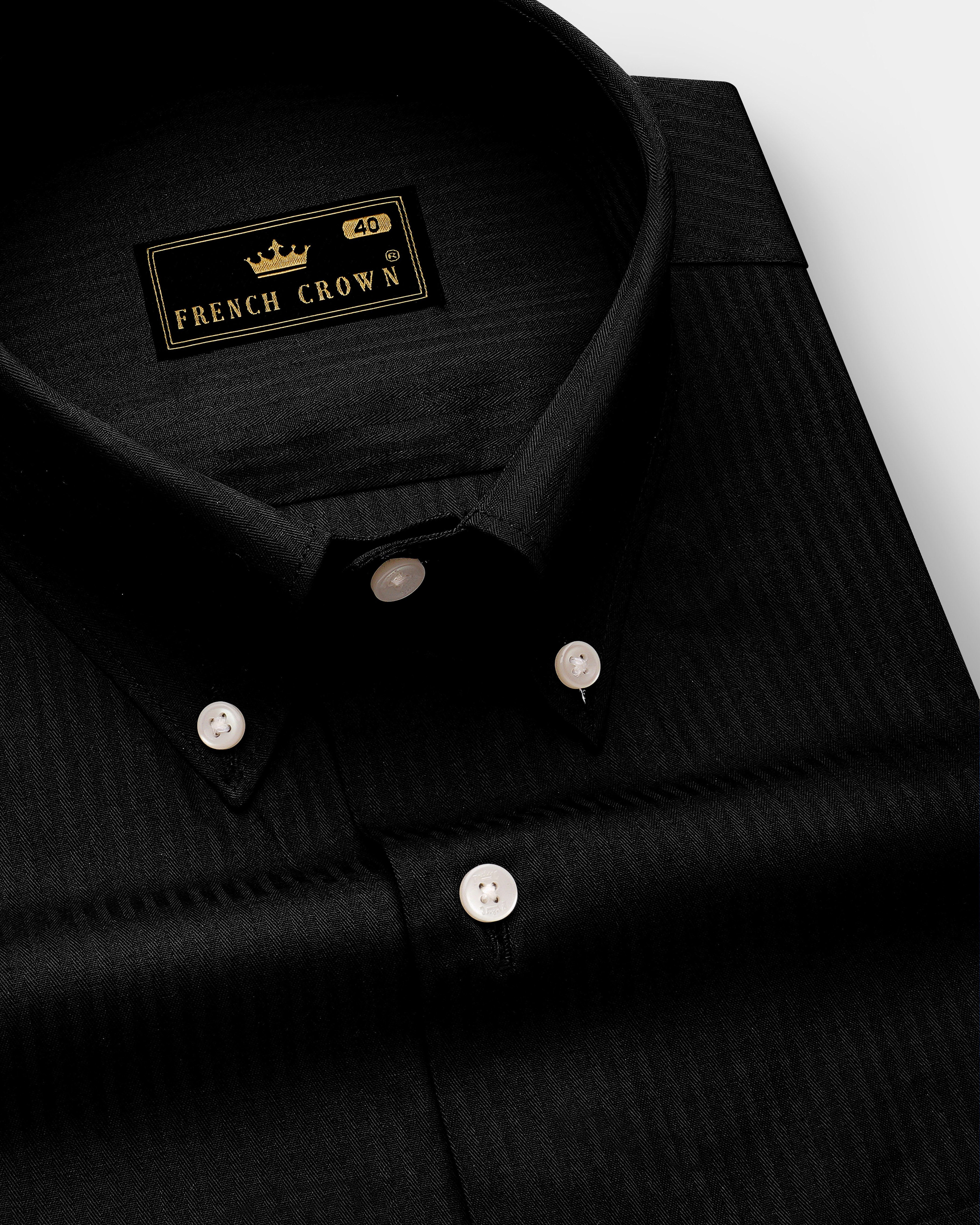 Jade Black Striped Dobby Cotton Shirt