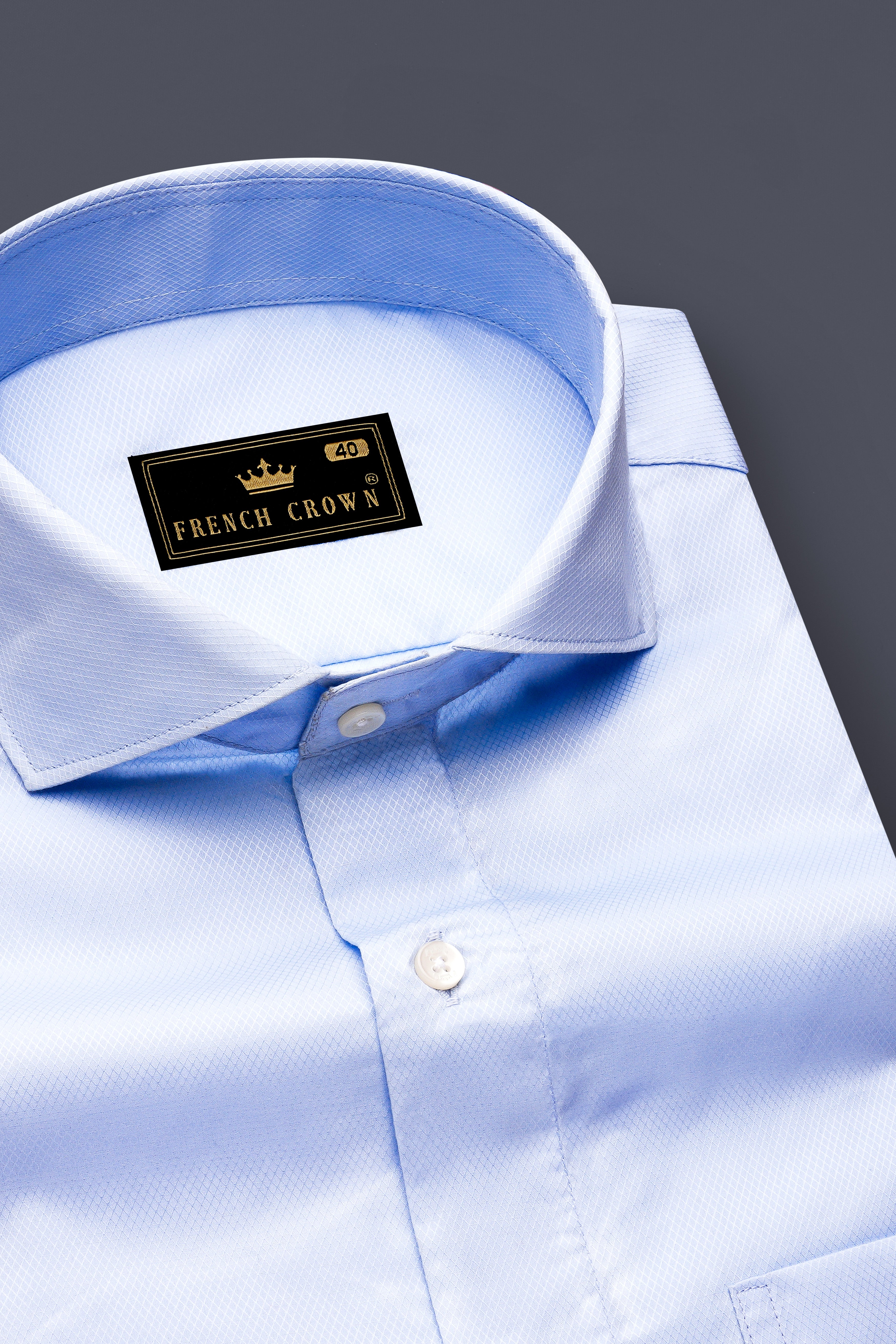 Hawkes Blue Dobby Textured Premium Cotton Shirt