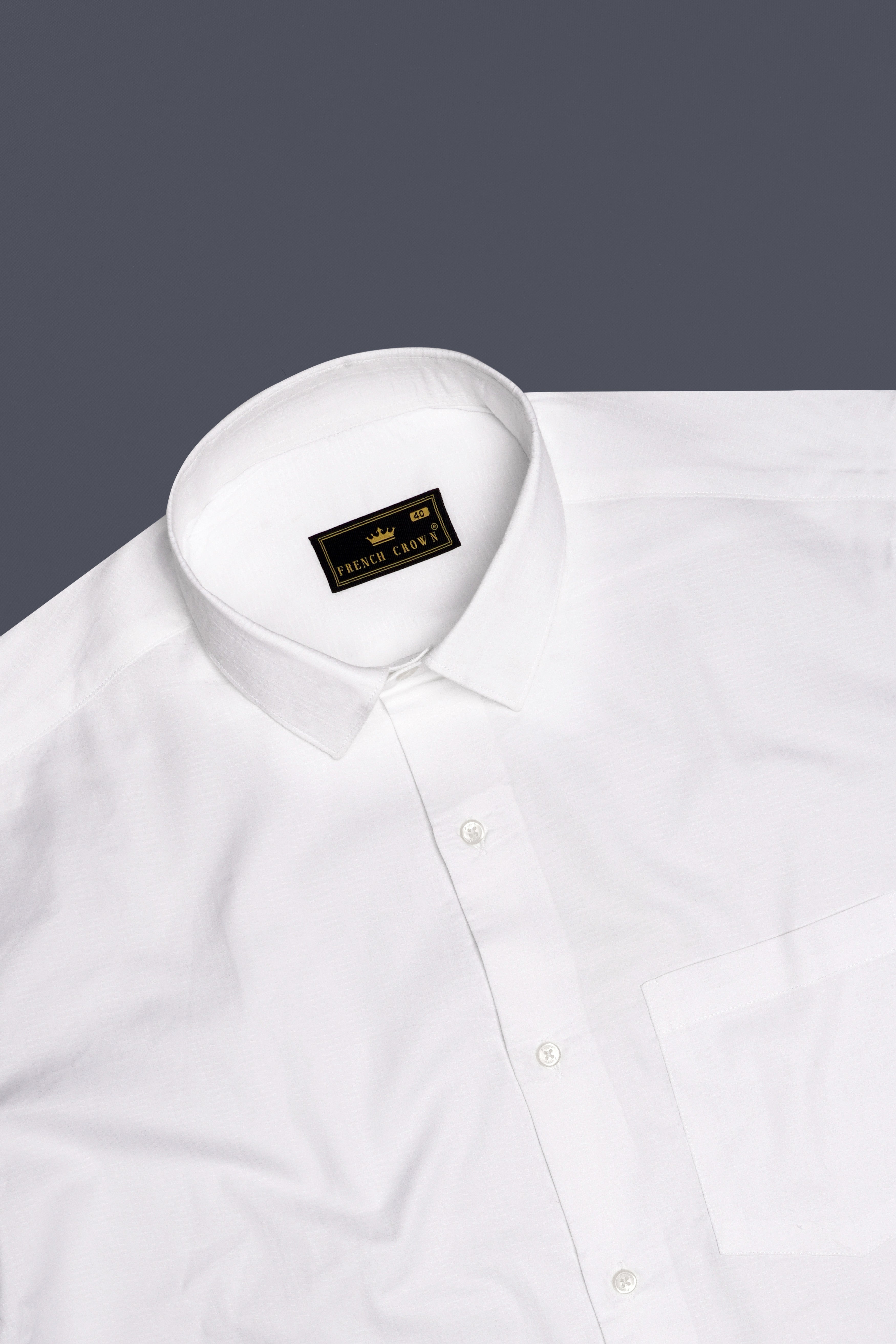 Albique-Bright White Jacquard Textured Premium Cotton Dress Shirt