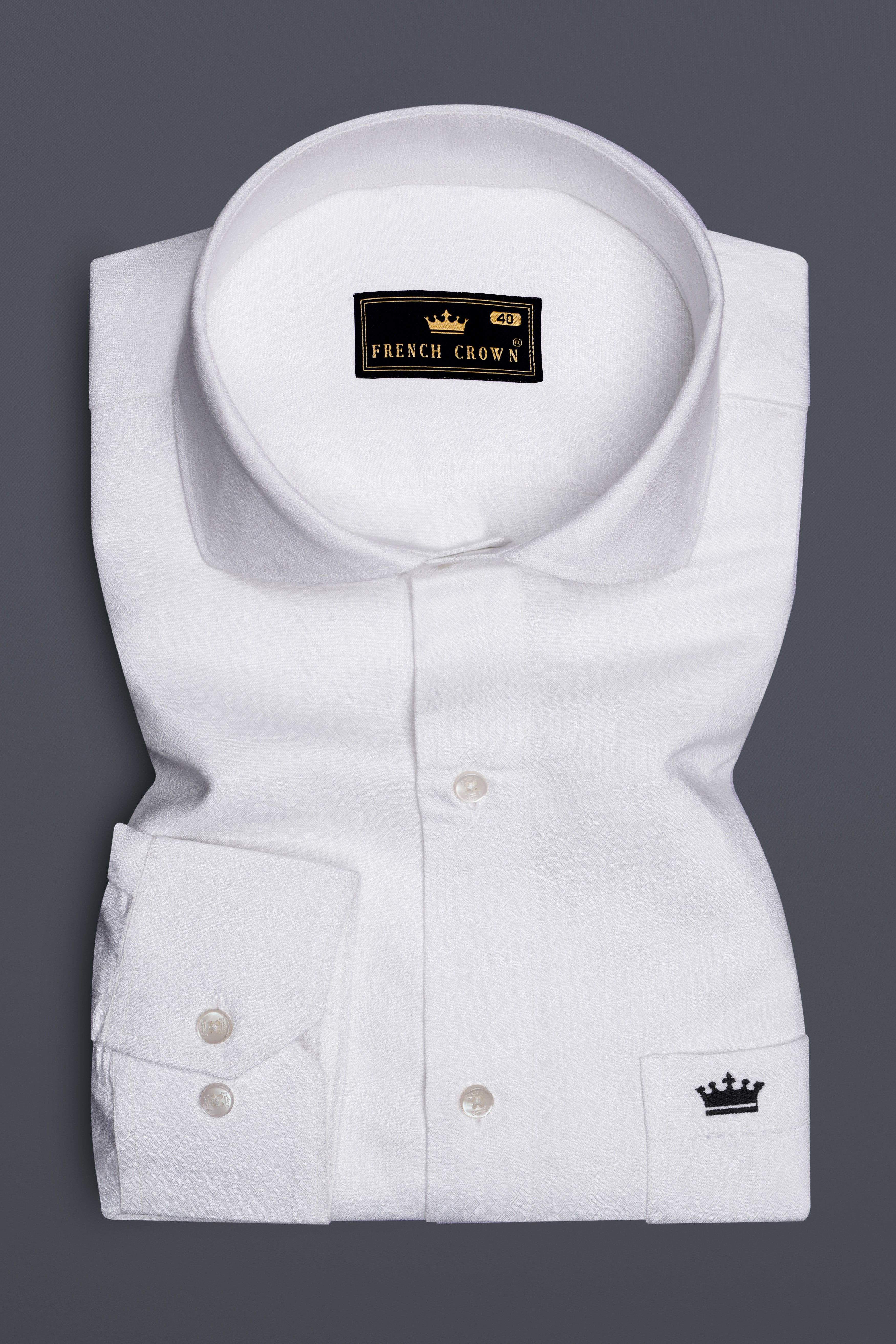 Whispin-Bright White Textured Luxurious Linen Dress Shirt