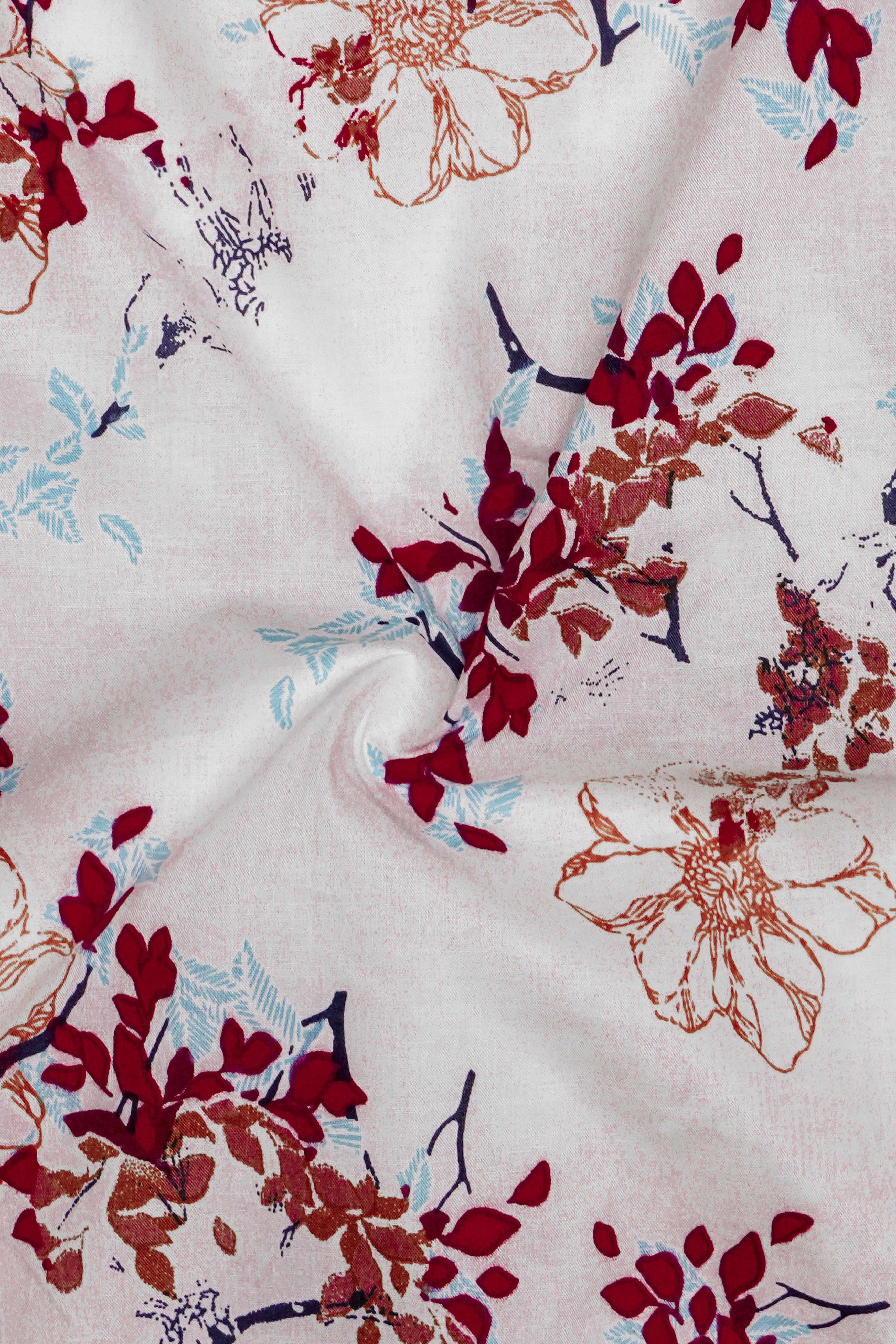 Bright White And Venetian Red Printed Super Soft Premium Cotton Casual Shirt