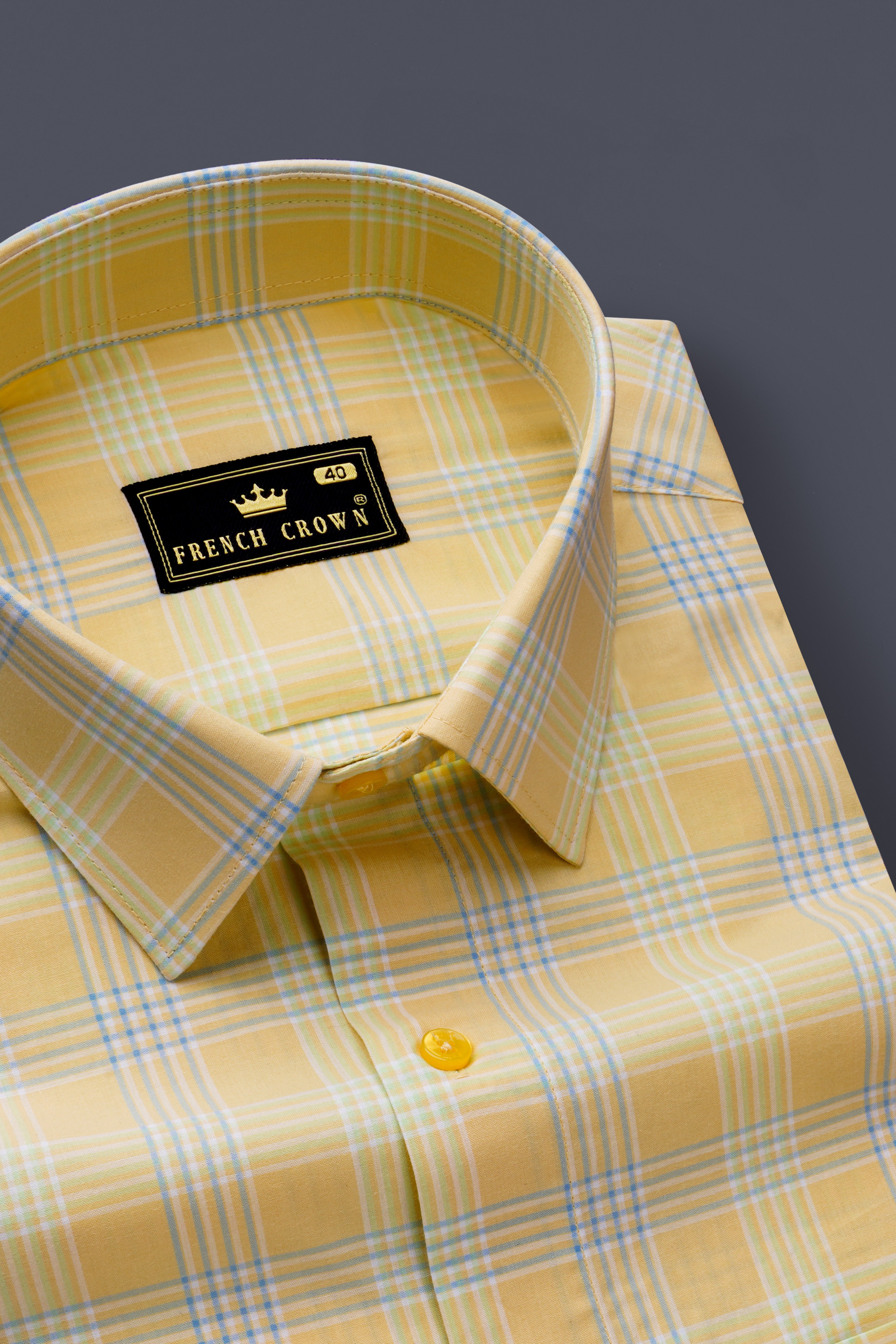 Naples Yellow Plaid Super Soft Premium Cotton Semi Formal Shirt