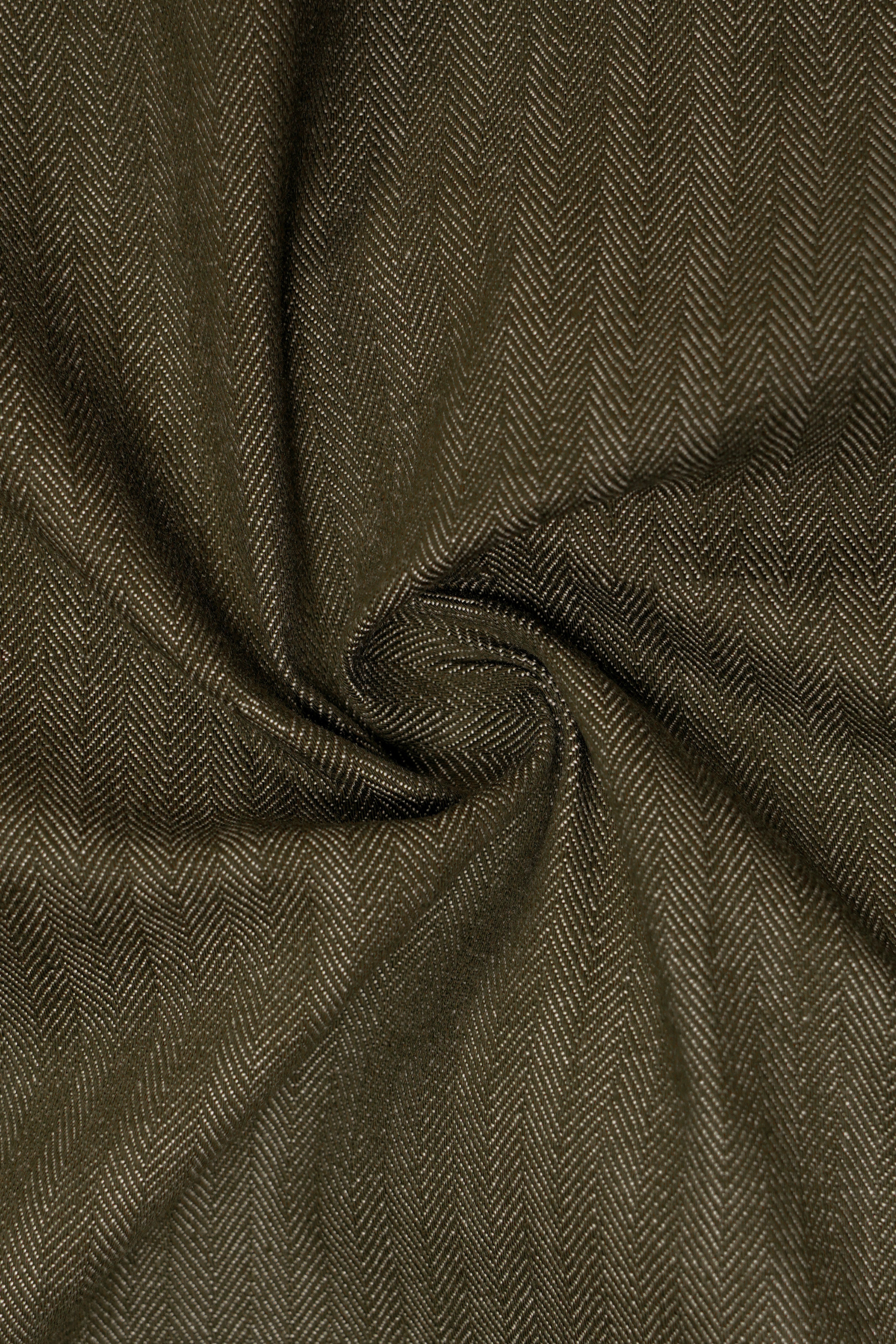 Birch Green Herringbone Textured Premium Cotton Bomber Jacket
