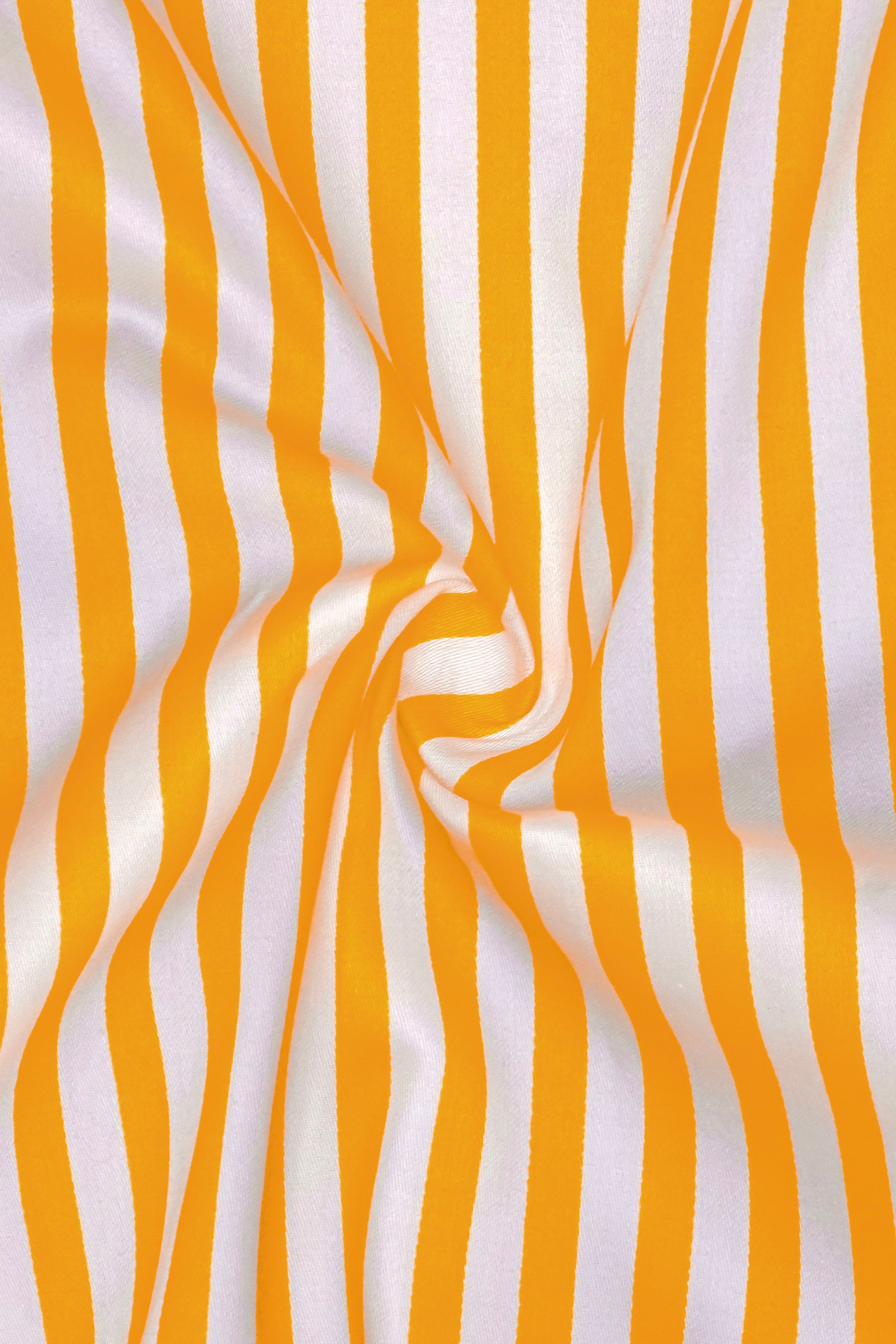 Koromiko Yellow And Bright White Striped Super Soft Premium Cotton Formal White Cuff Collar Shirt