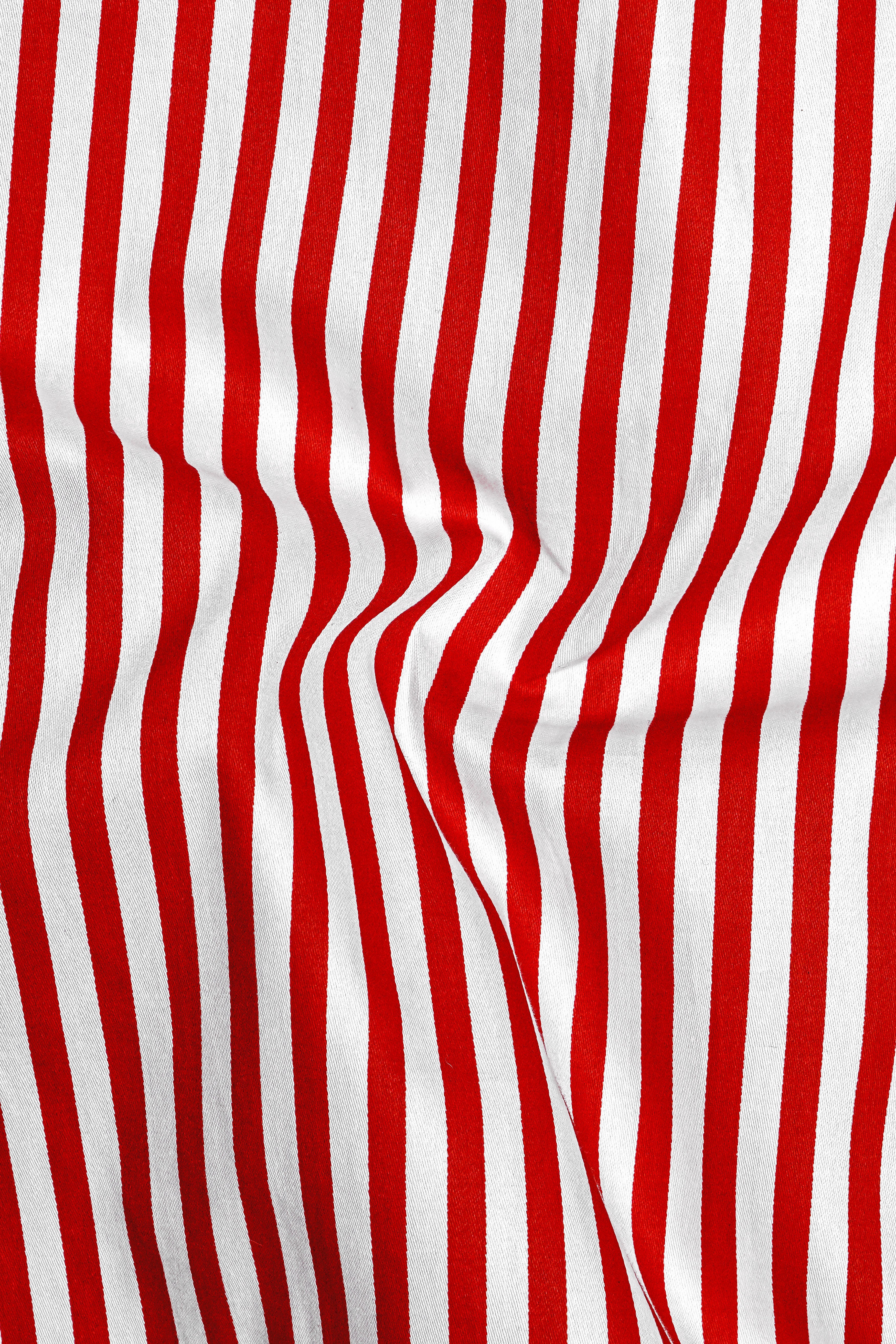 Milano Red And Bright White Striped Super Soft Premium Cotton Formal White Cuff Collar Shirt