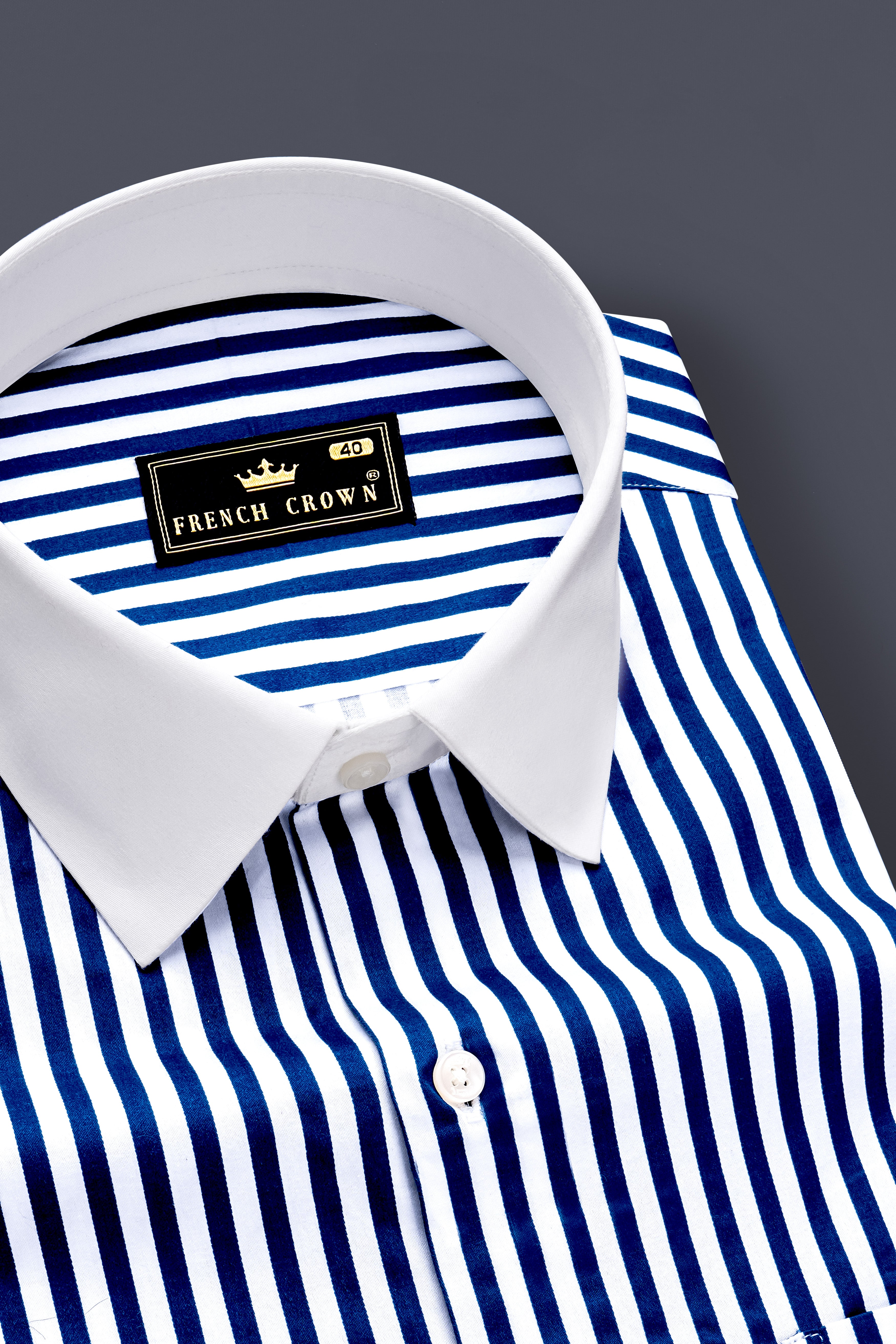 Catalina Blue And Bright White Striped Super Soft Premium Cotton Dress White Cuff Collar Shirt