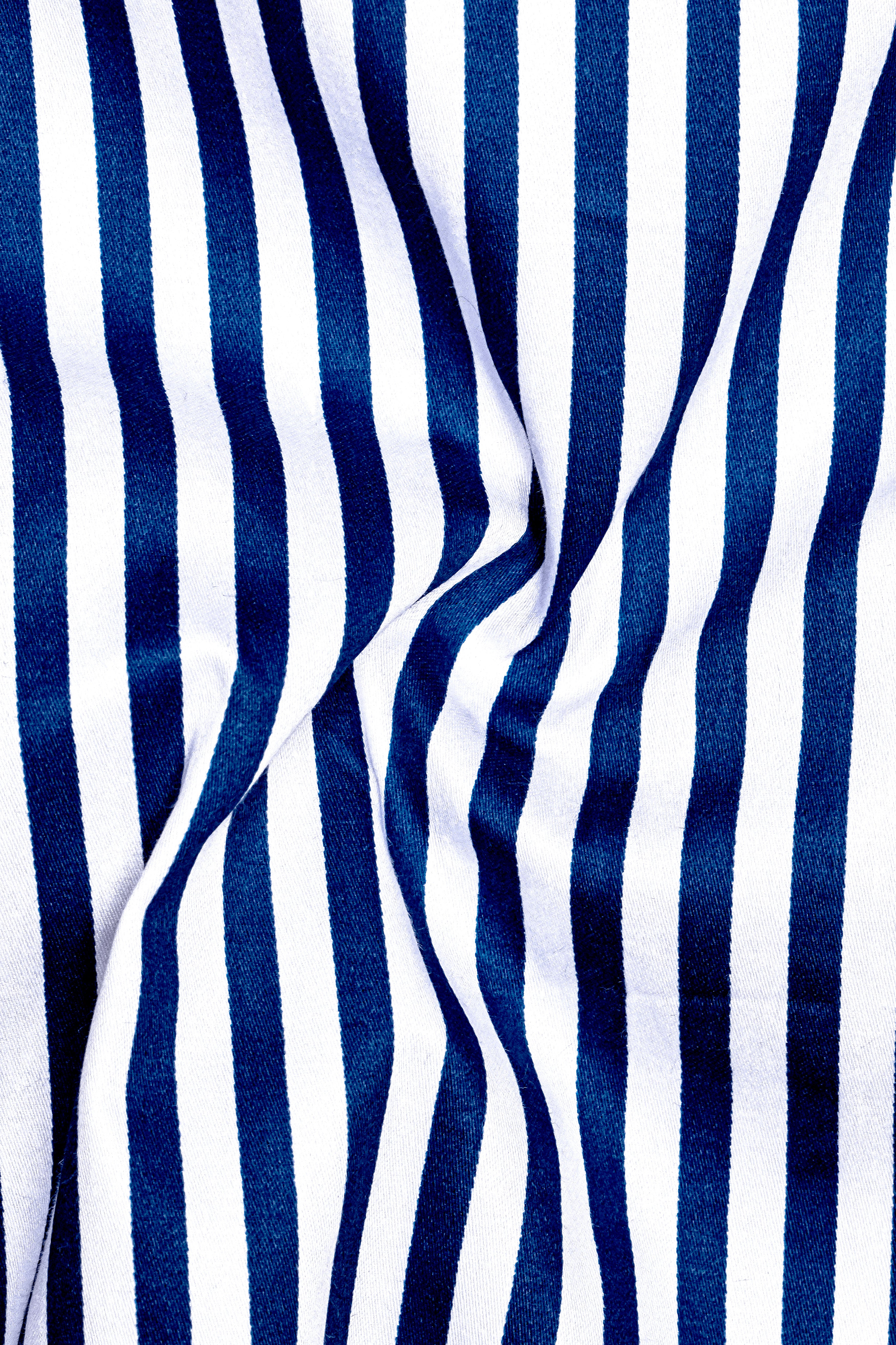 Catalina Blue And Bright White Striped Super Soft Premium Cotton Dress White Cuff Collar Shirt