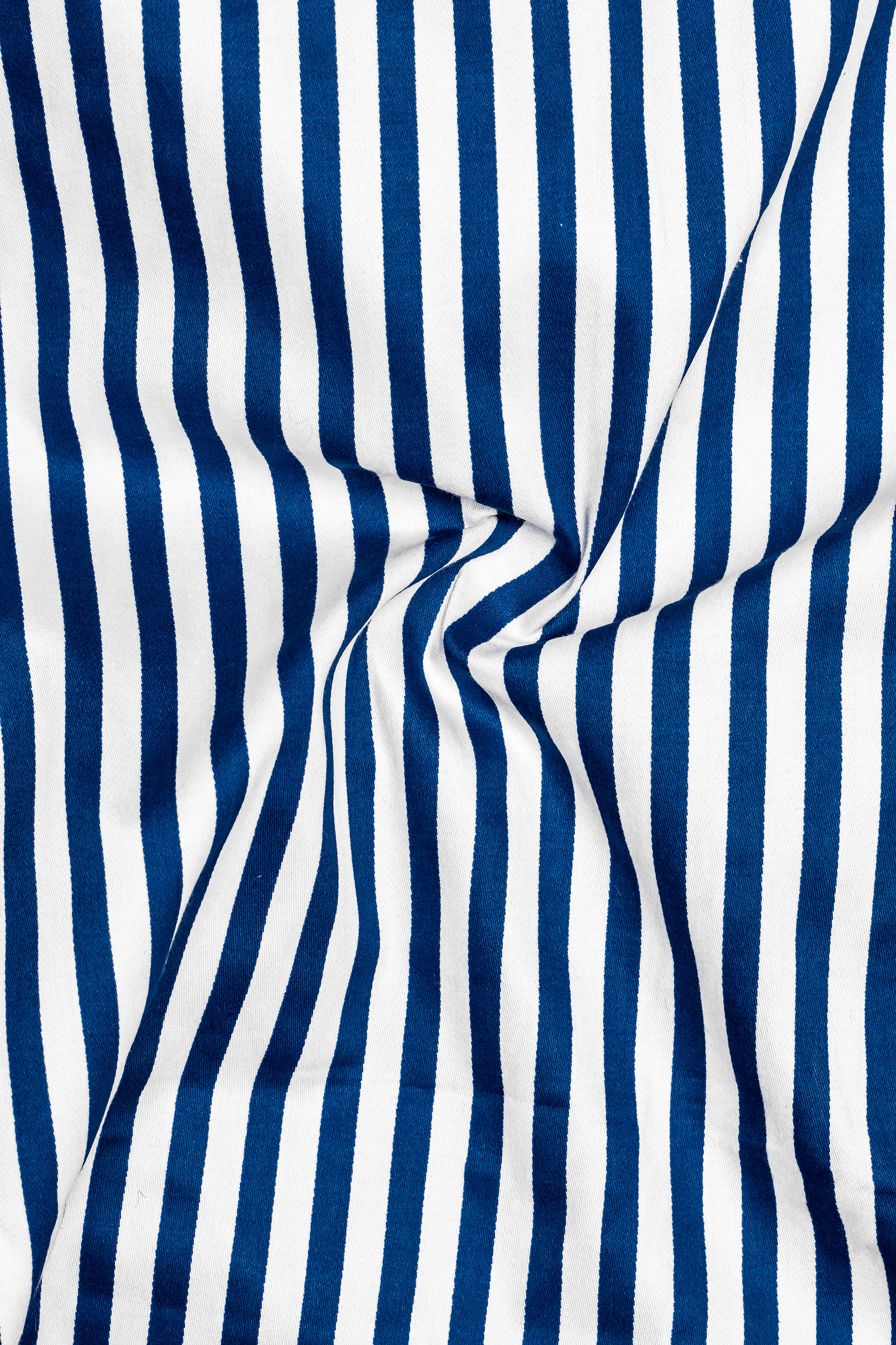 Catalina Blue And Bright White Striped Super Soft Premium Cotton Formal White Cuff Collar Shirt