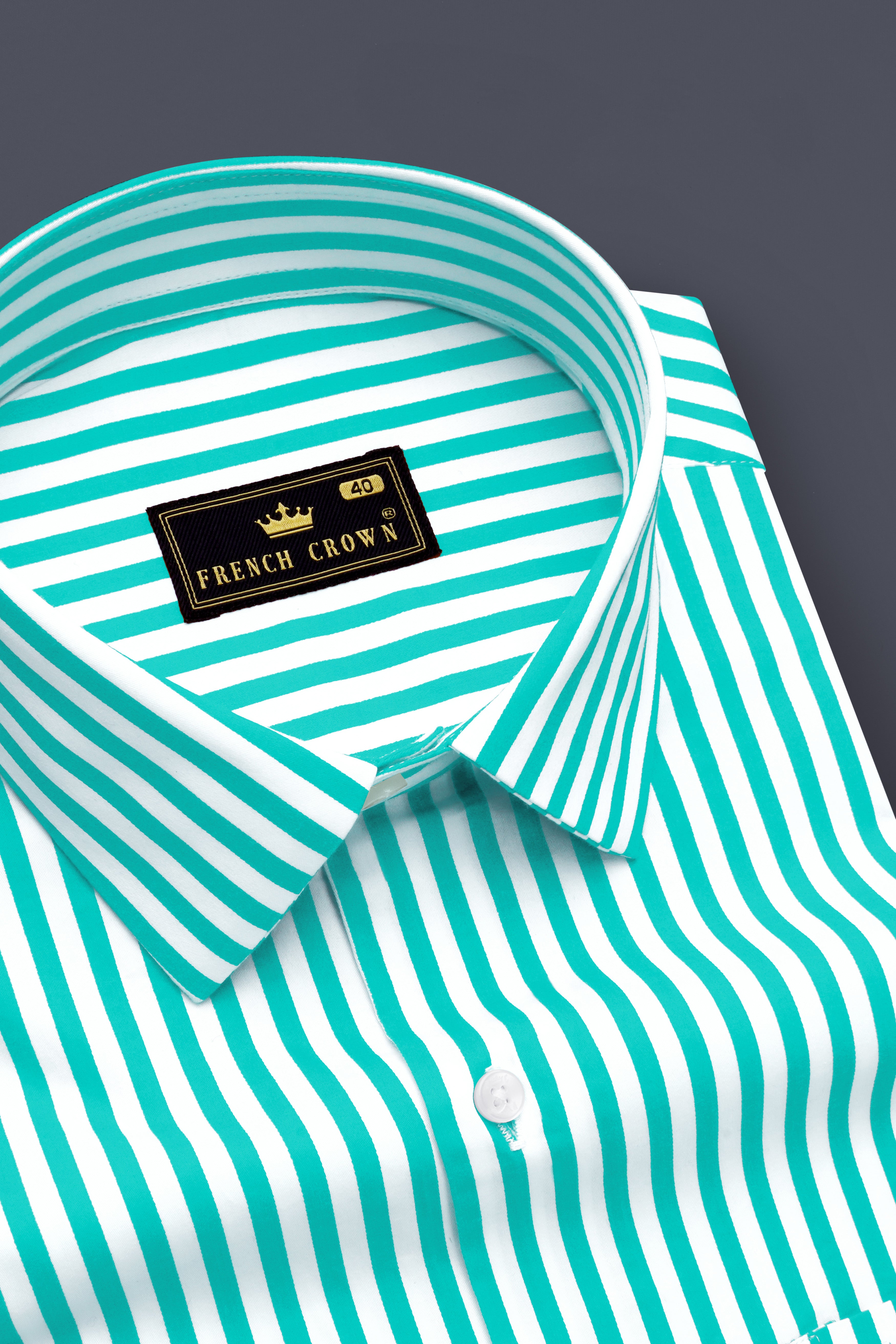 Lochinvar Blue And Bright White Striped Subtle Sheen Super Soft Premium Cotton Dress Shirt
