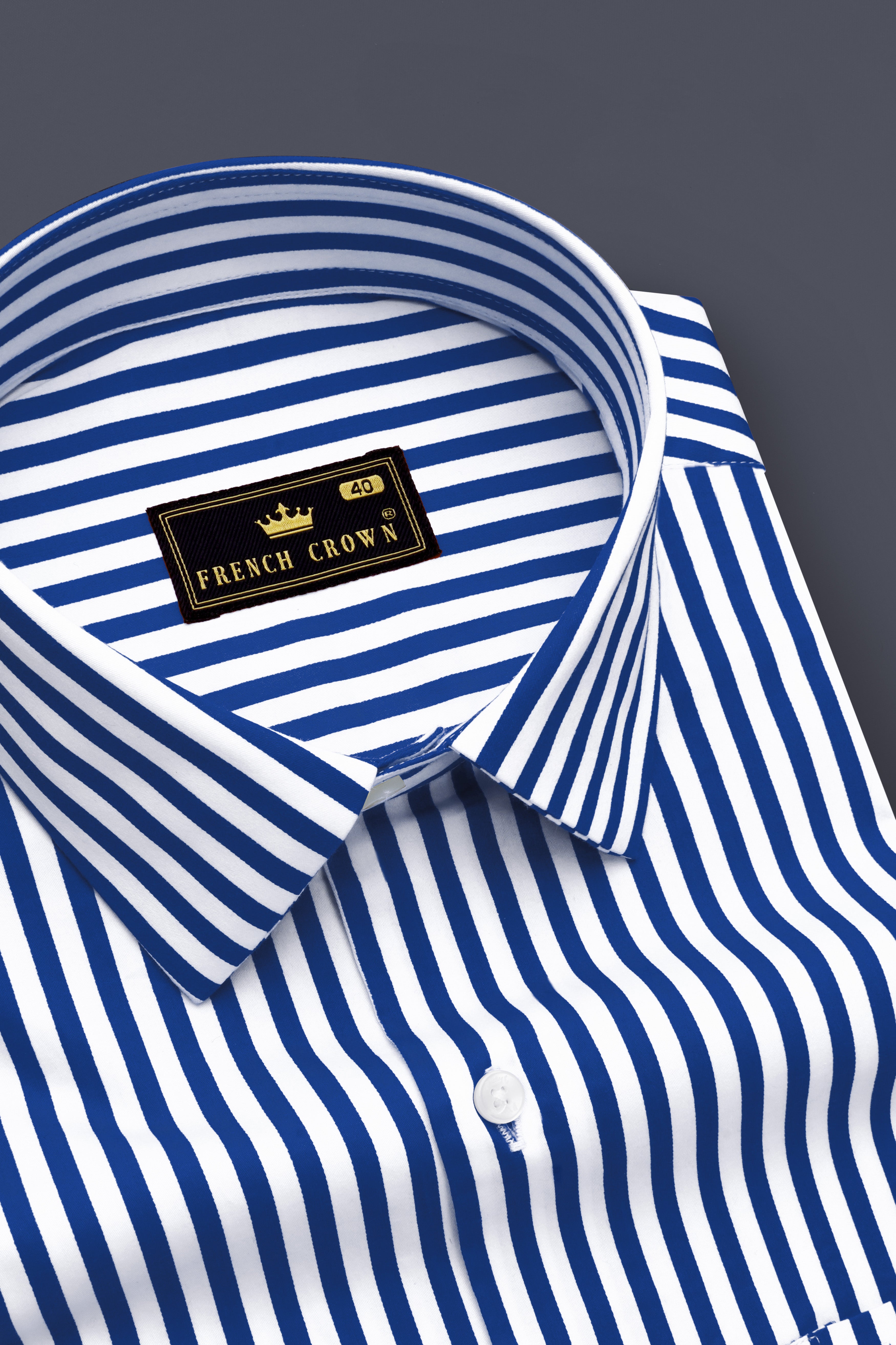 Catalina Blue And Bright White Striped Subtle Sheen Super Soft Premium Cotton Dress Shirt