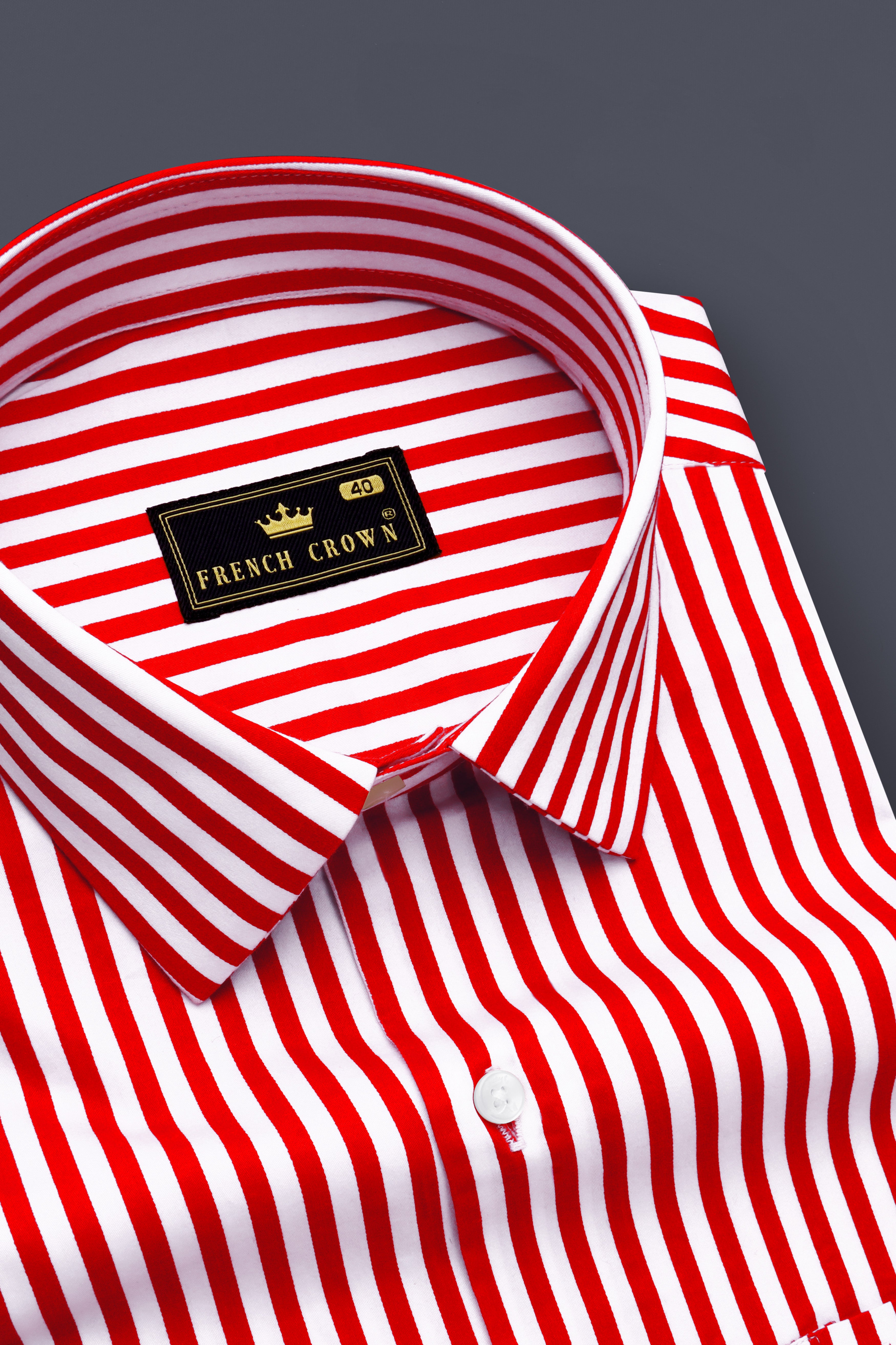 Milano Red And Bright White Striped Subtle Sheen Super Soft Premium Cotton Dress Shirt