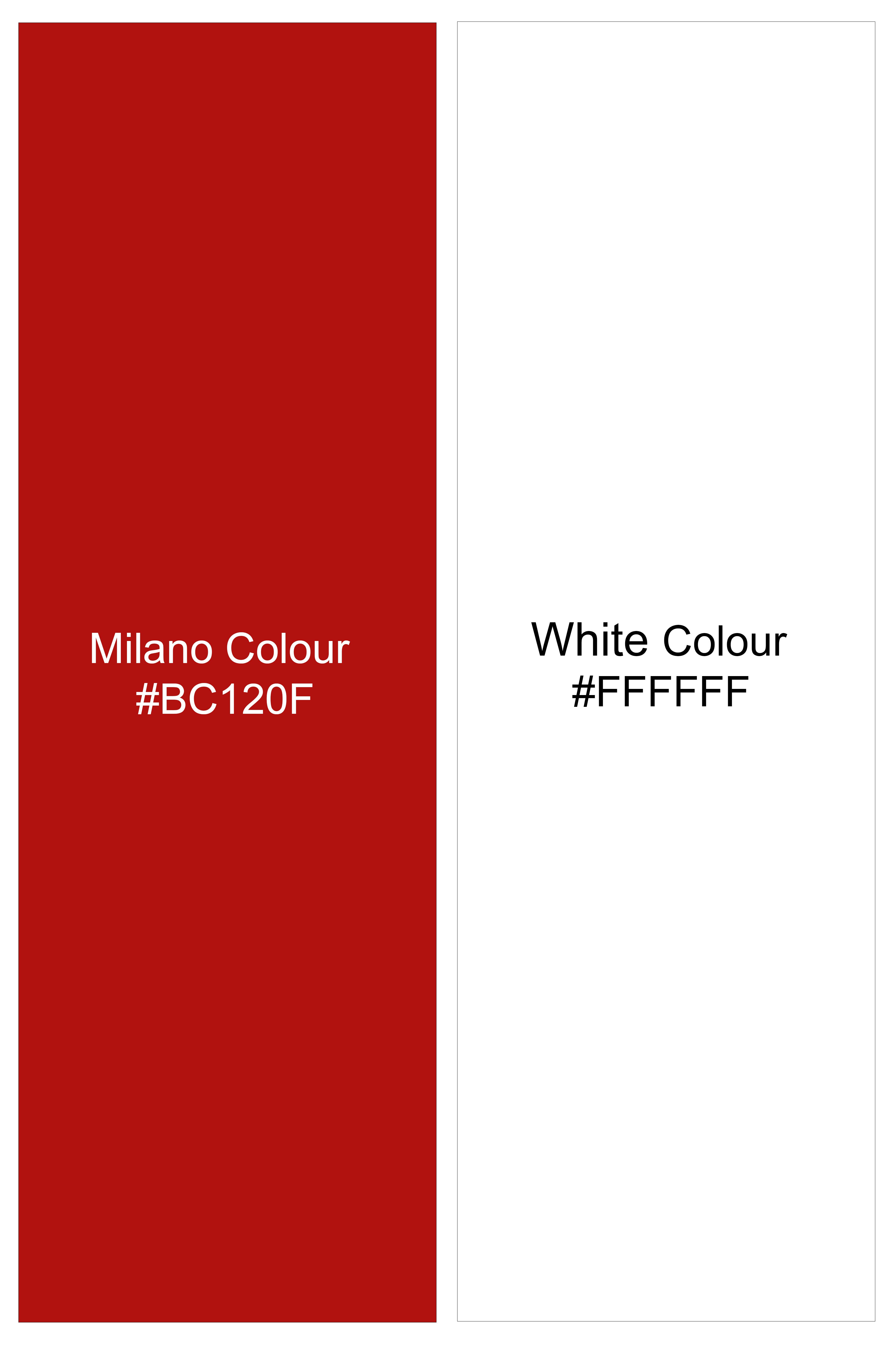 Cuffire-Milano Red And Bright White Striped Subtle Sheen Super Soft Premium Cotton Dress Shirt