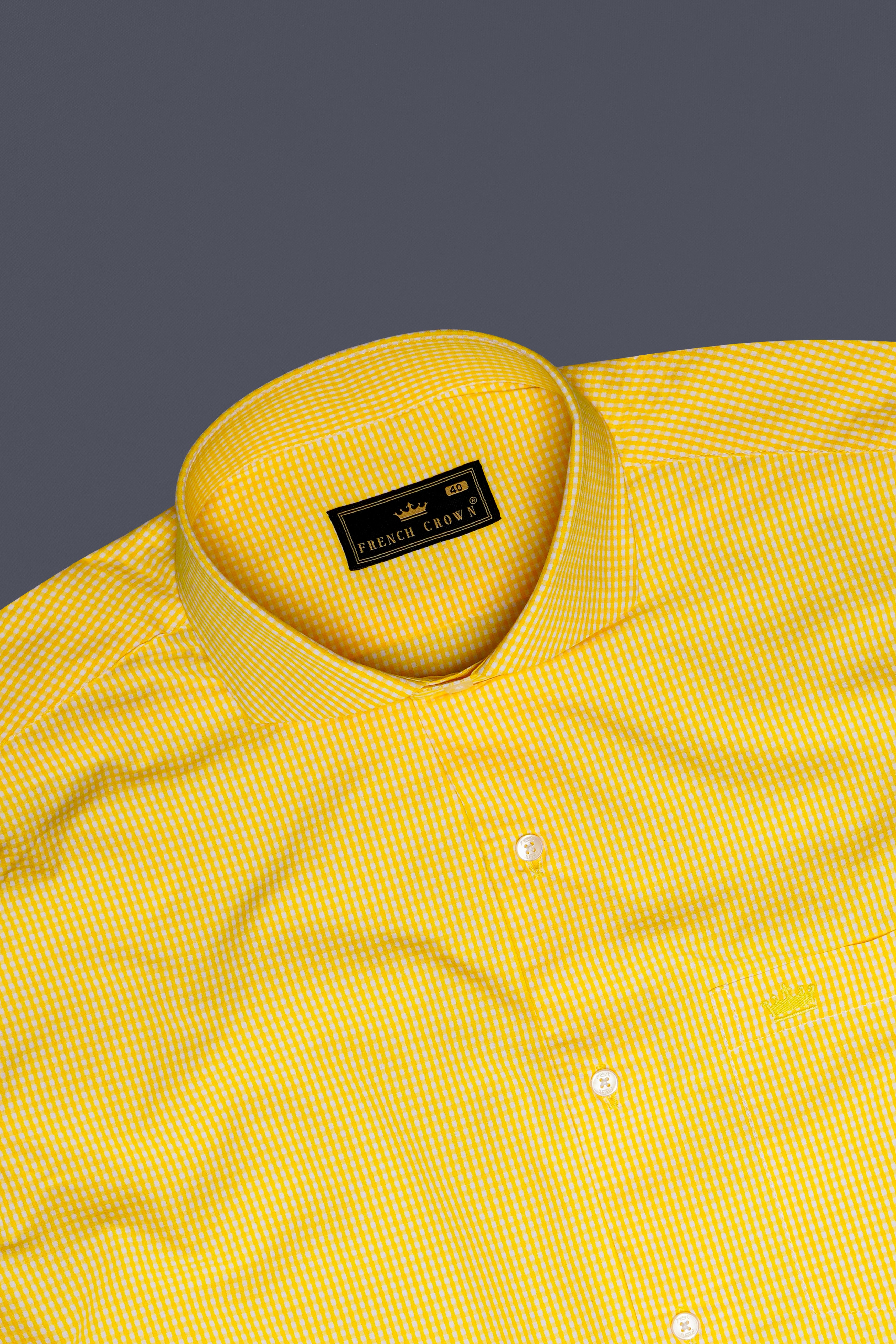 Zafrin-Alpine Yellow Gingham Plaid Super Soft Premium Cotton Semi Formal Shirt