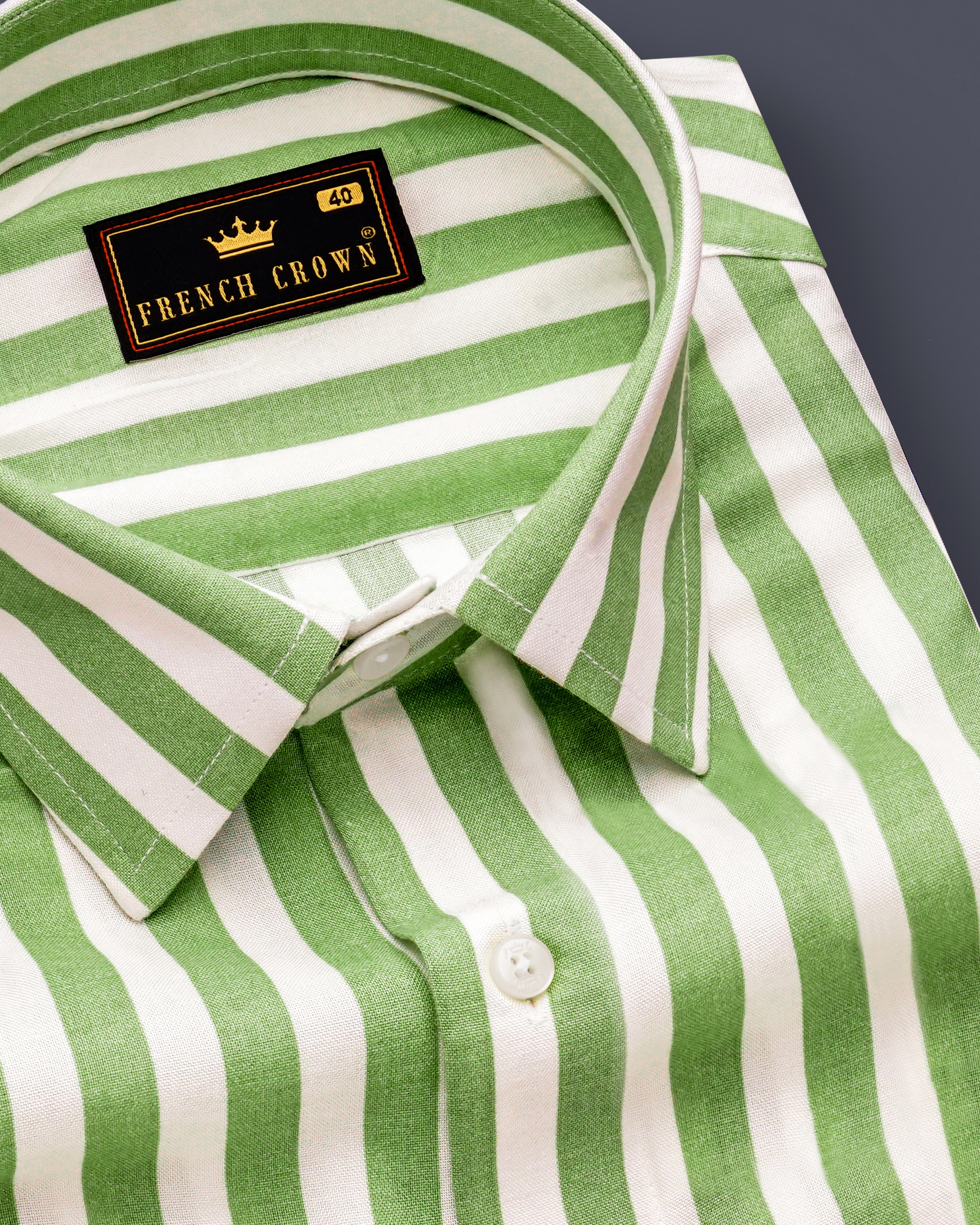 Tencelino-Pistachio Green And Bright White Striped Premium Tencel Dress Shirt Tencelino-Pistachio Green And Bright White Striped Premium Tencel Dress Shirt