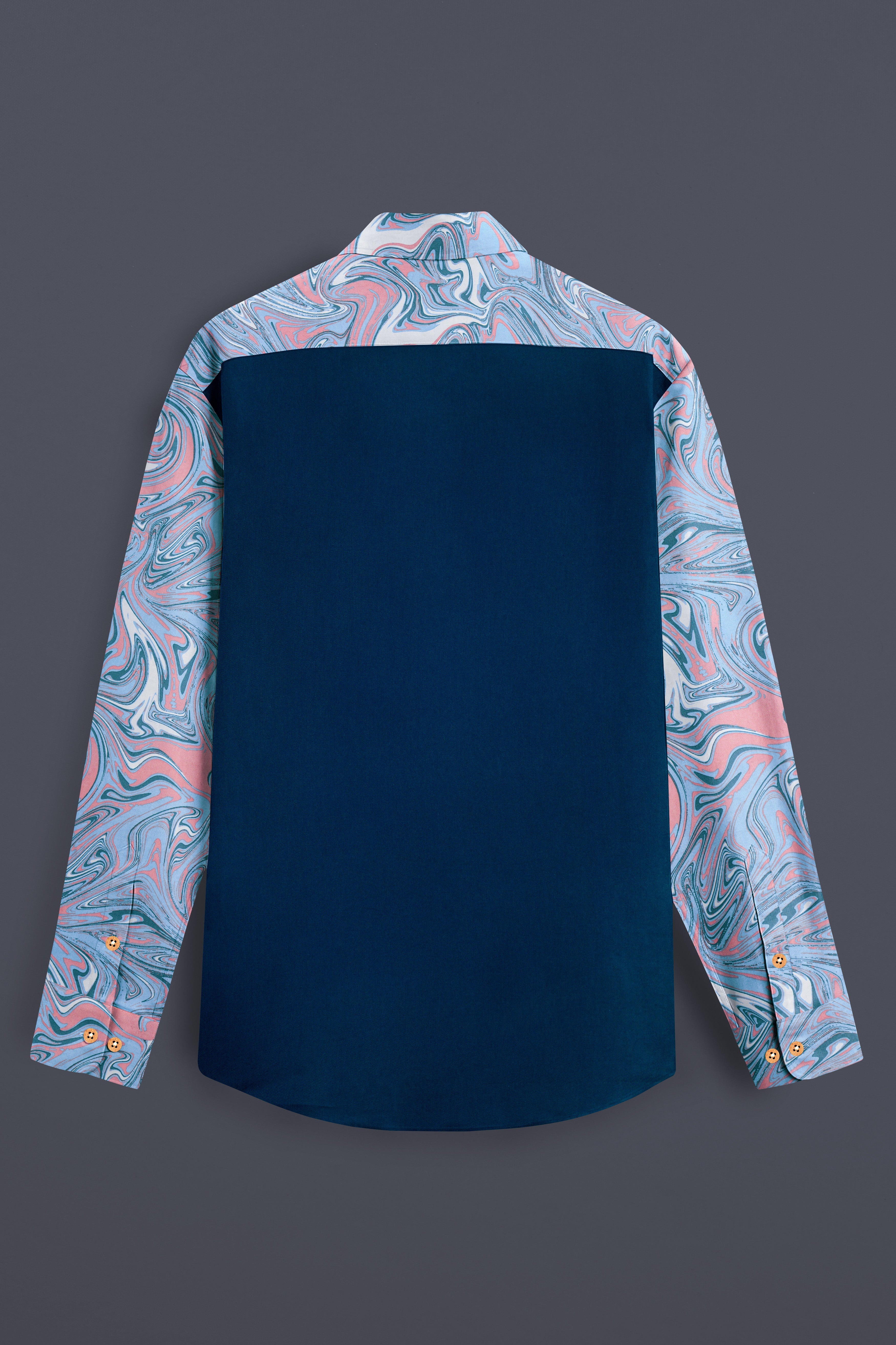 Faylin-Spindle Blue And Kawaii Pink Printed Fox Pocket Embroidered Super Soft Premium Cotton Casual Designer Shirt