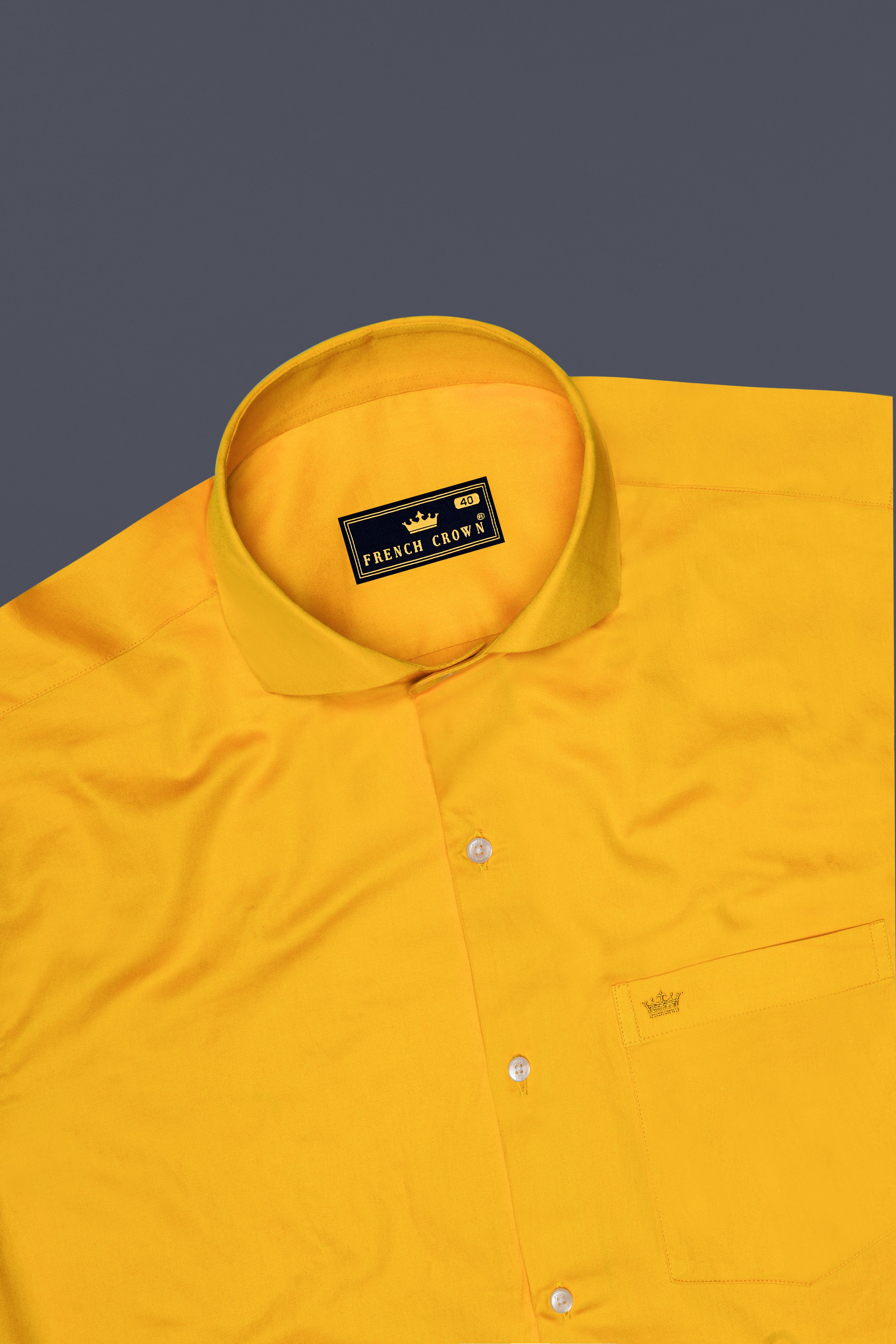 Zestine-Squash Orange  Subtle Sheen Super Soft Premium Cotton Cut Away Collar Dress Shirt