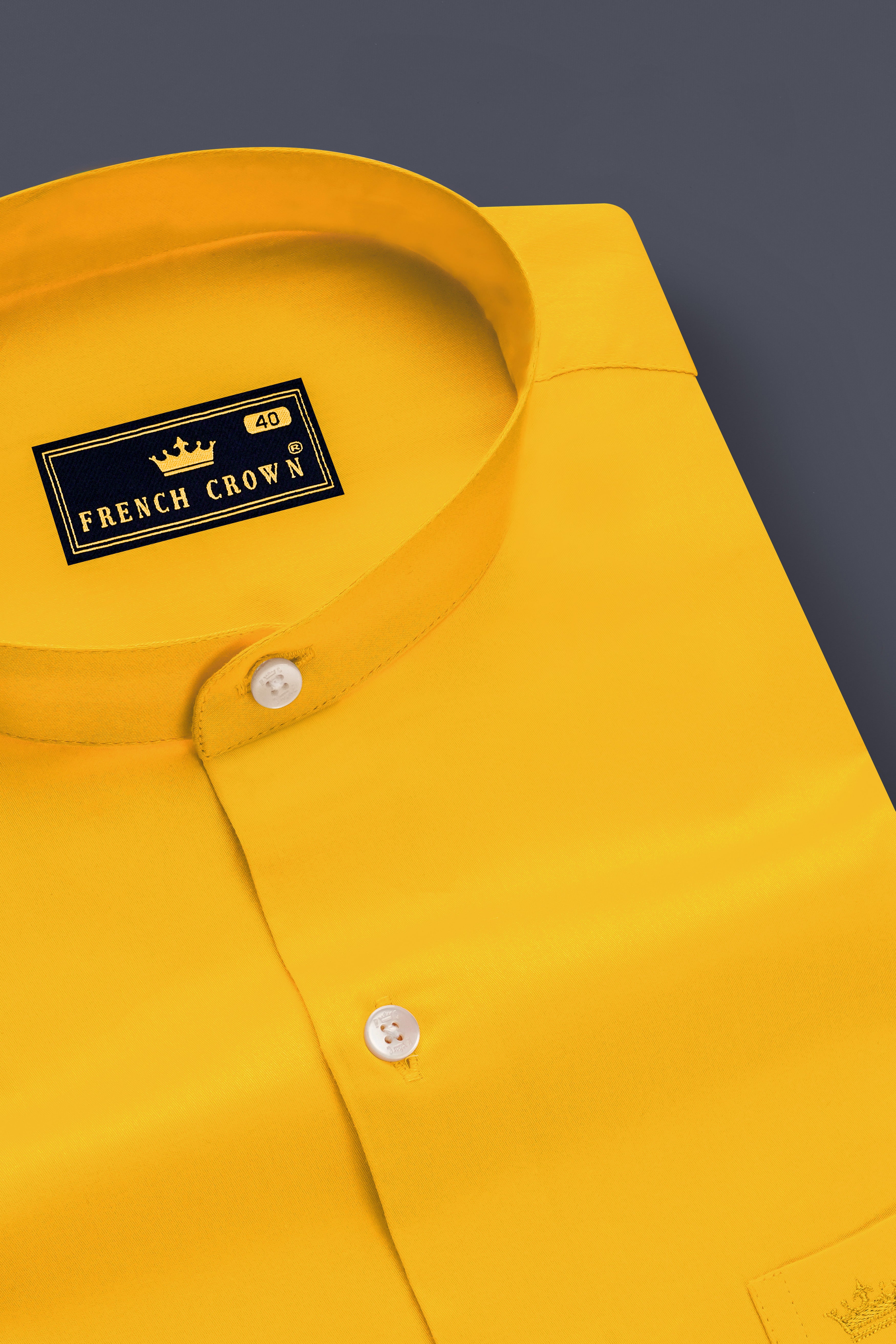 Zestine-Squash Orange  Subtle Sheen Super Soft Premium Cotton Casual Mandarin Shirt