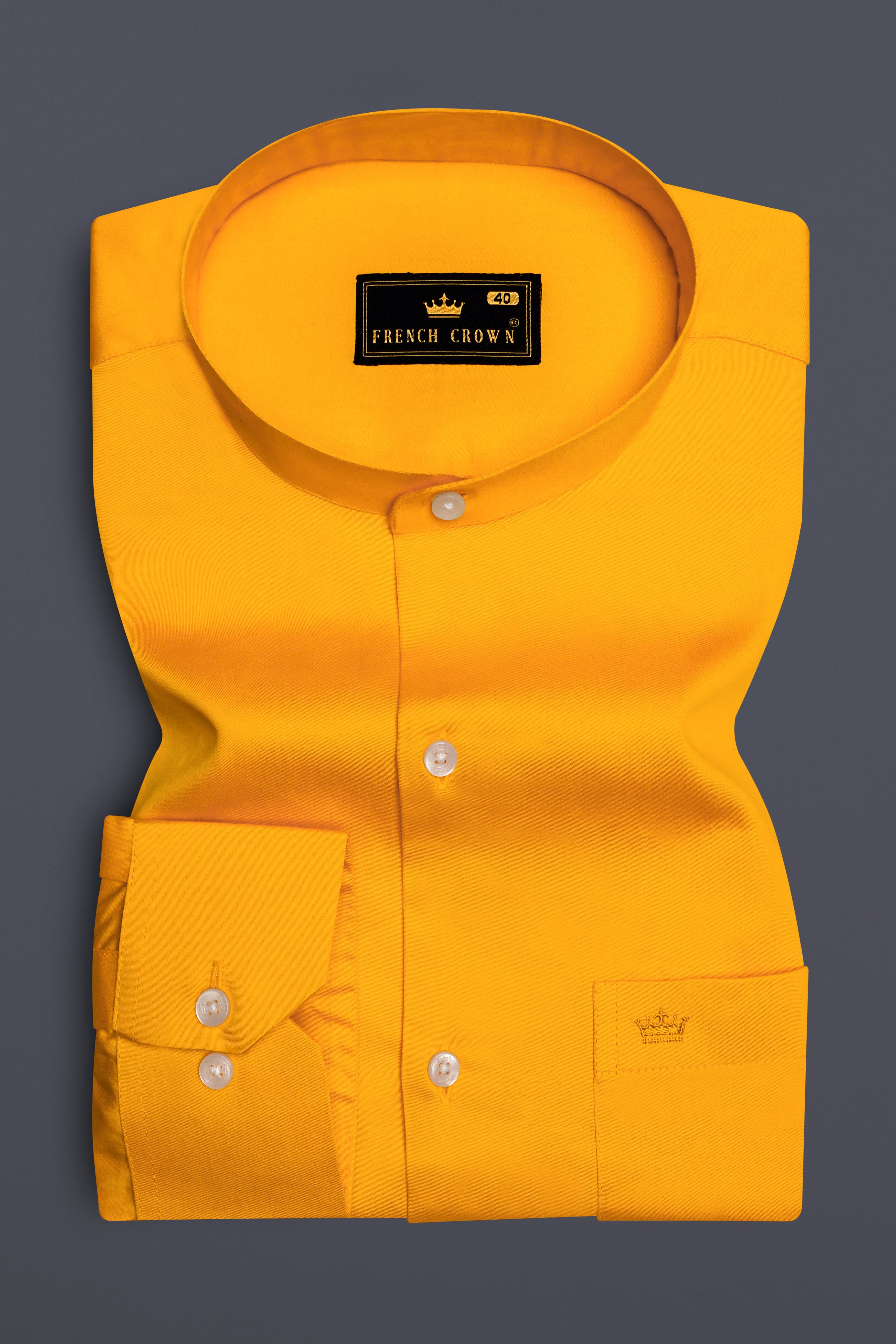 Zestine-Squash Orange  Subtle Sheen Super Soft Premium Cotton Casual Mandarin Shirt