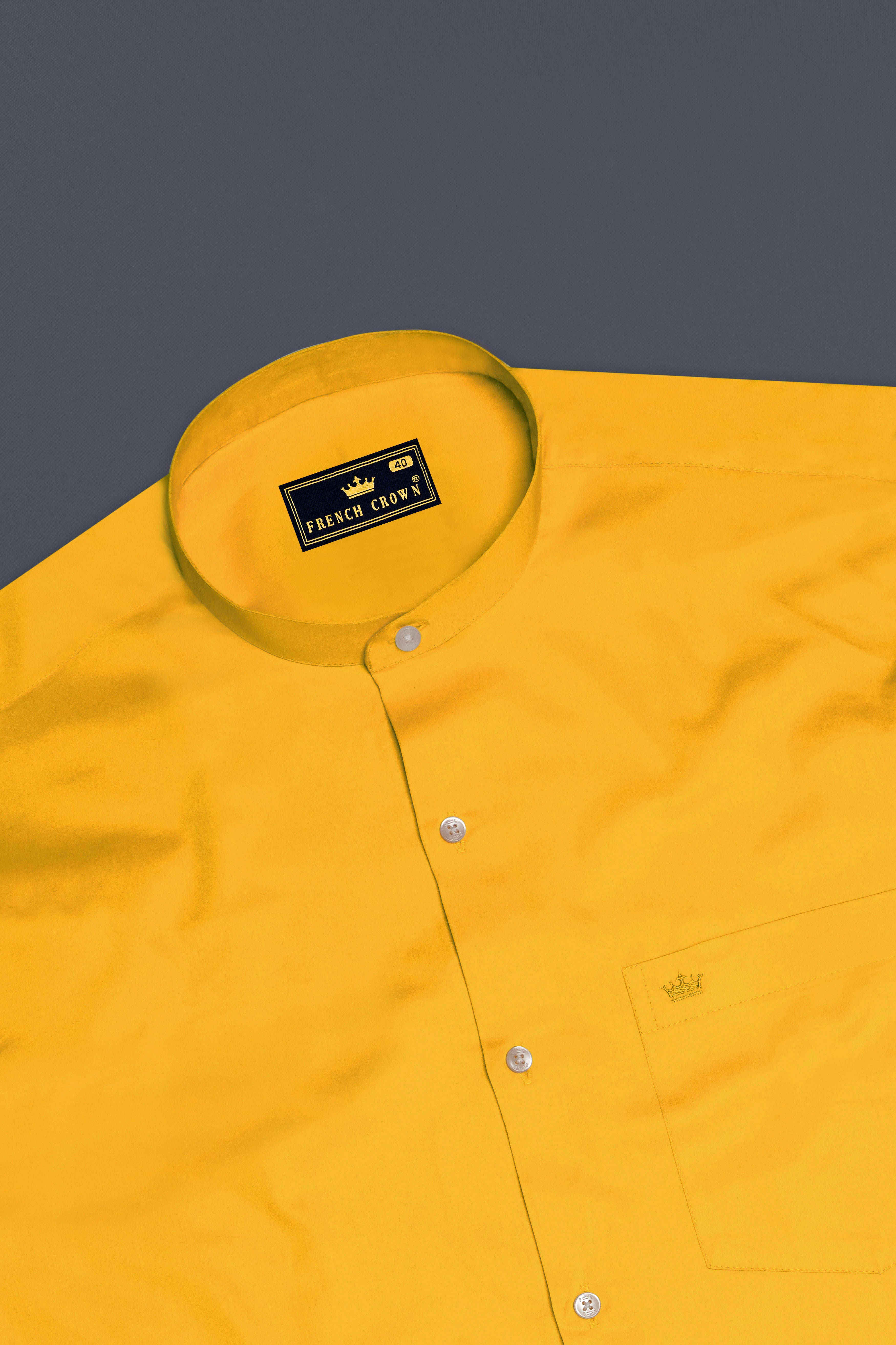 Zestine-Squash Orange  Subtle Sheen Super Soft Premium Cotton Casual Mandarin Shirt