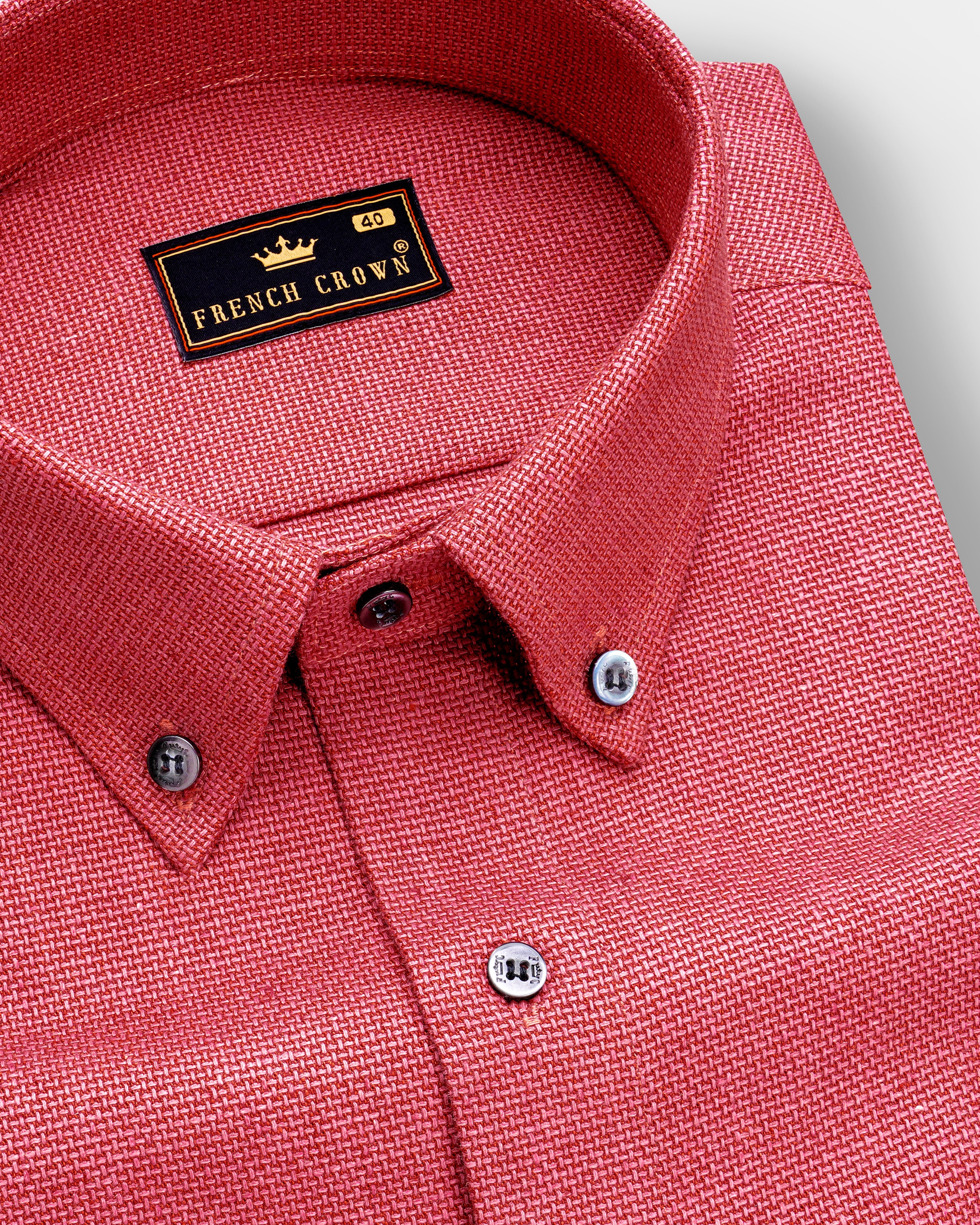Rouzar-Cadillac Maroon Heavyweight Dobby Textured Premium Giza Cotton Casual Shirt