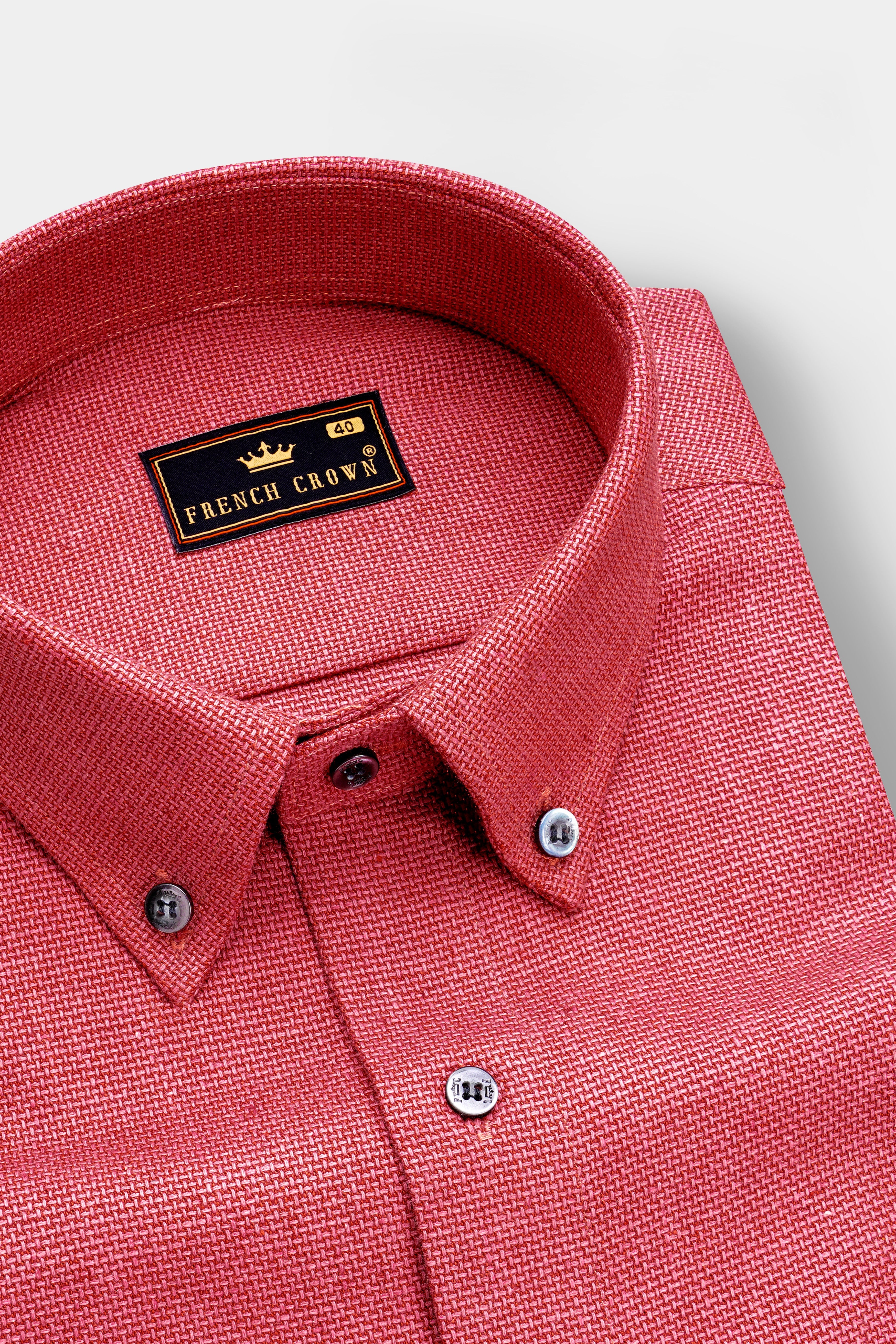 Rouzar-Cadillac Maroon Heavyweight Dobby Textured Premium Giza Cotton Casual Shirt