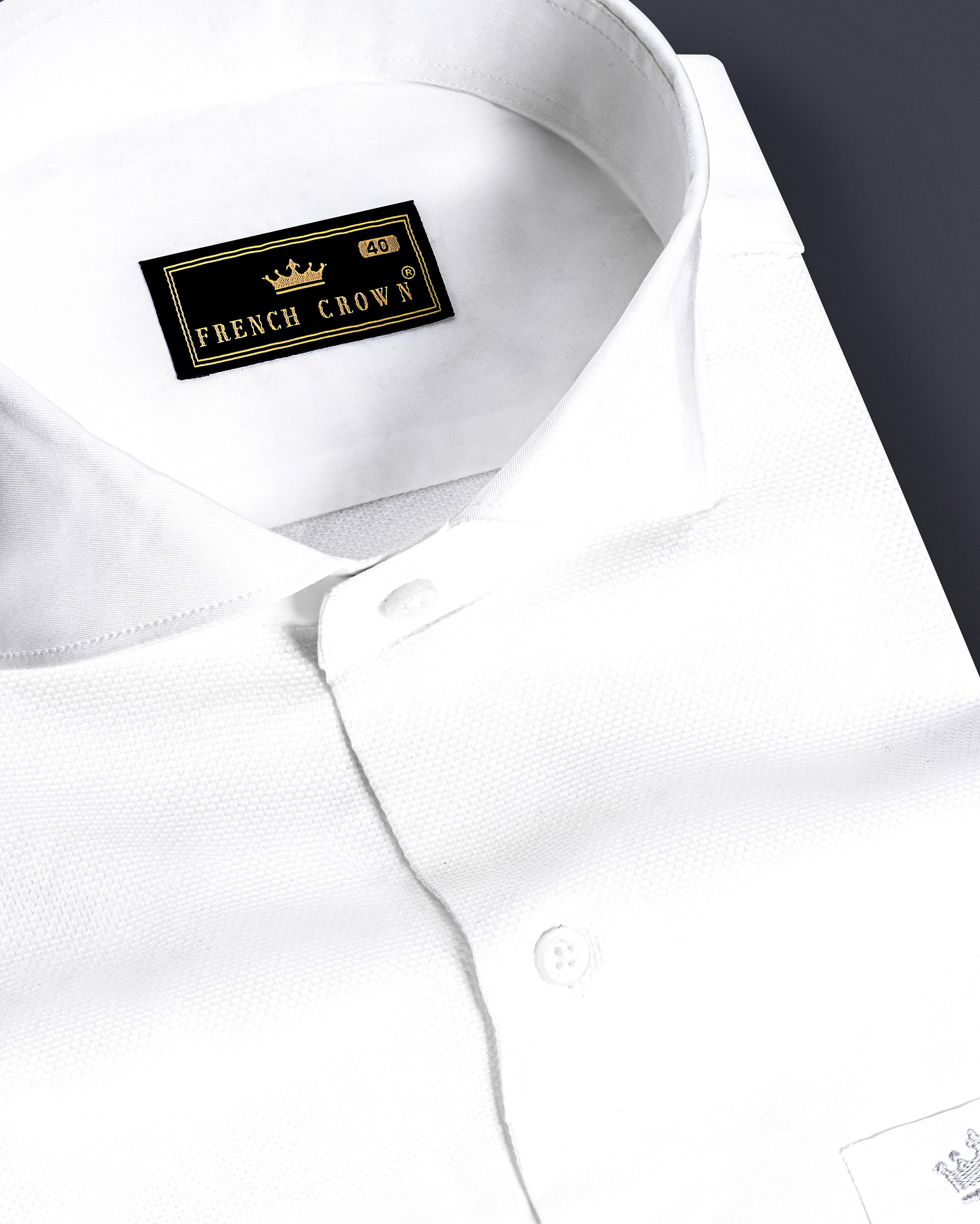 Wexlin-Bright White Formal Textured Premium Cotton Shirt For Men