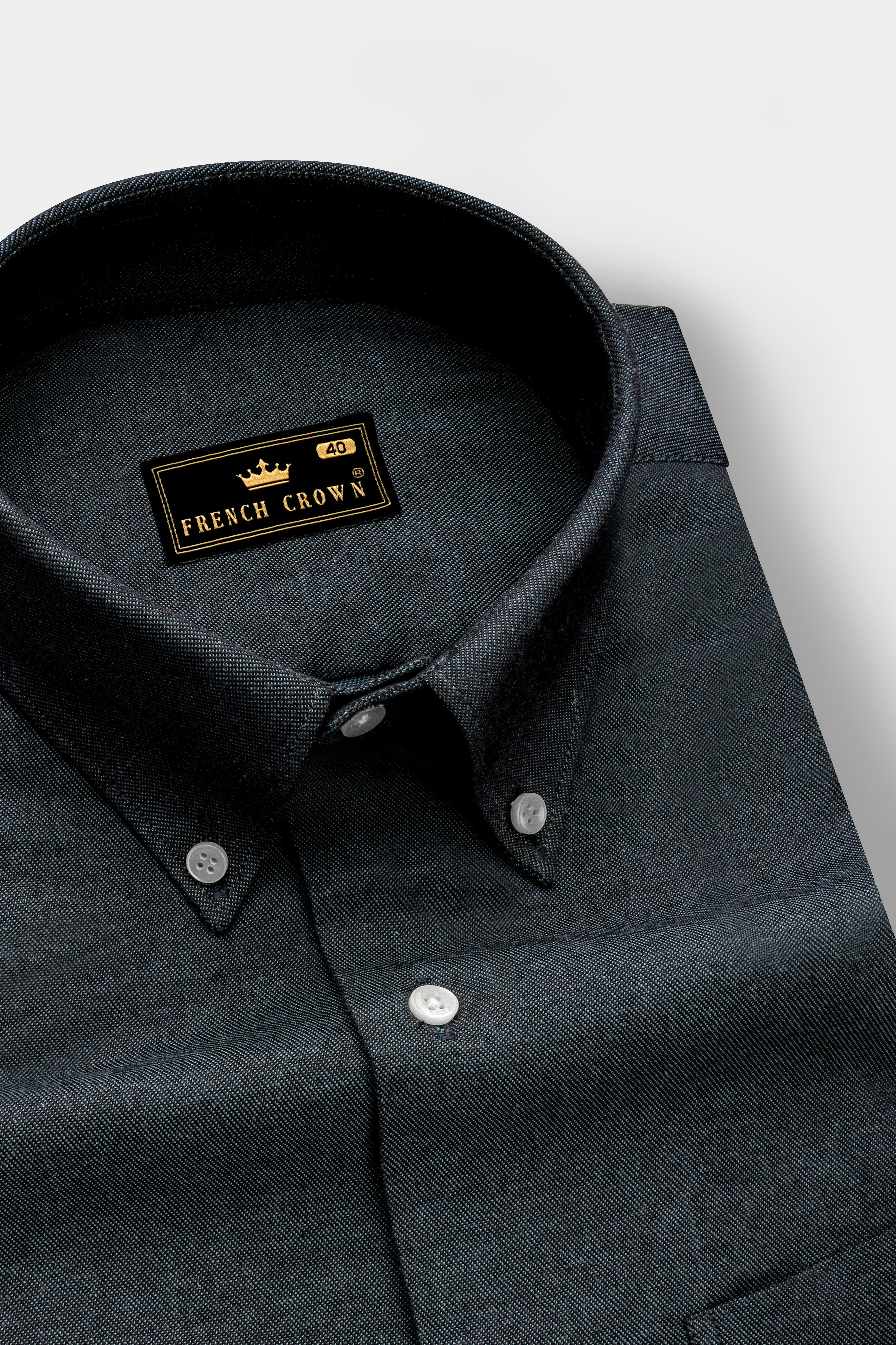 Vultrix-Shark Black Textured Oxford Premium Cotton Semi Formal Shirt