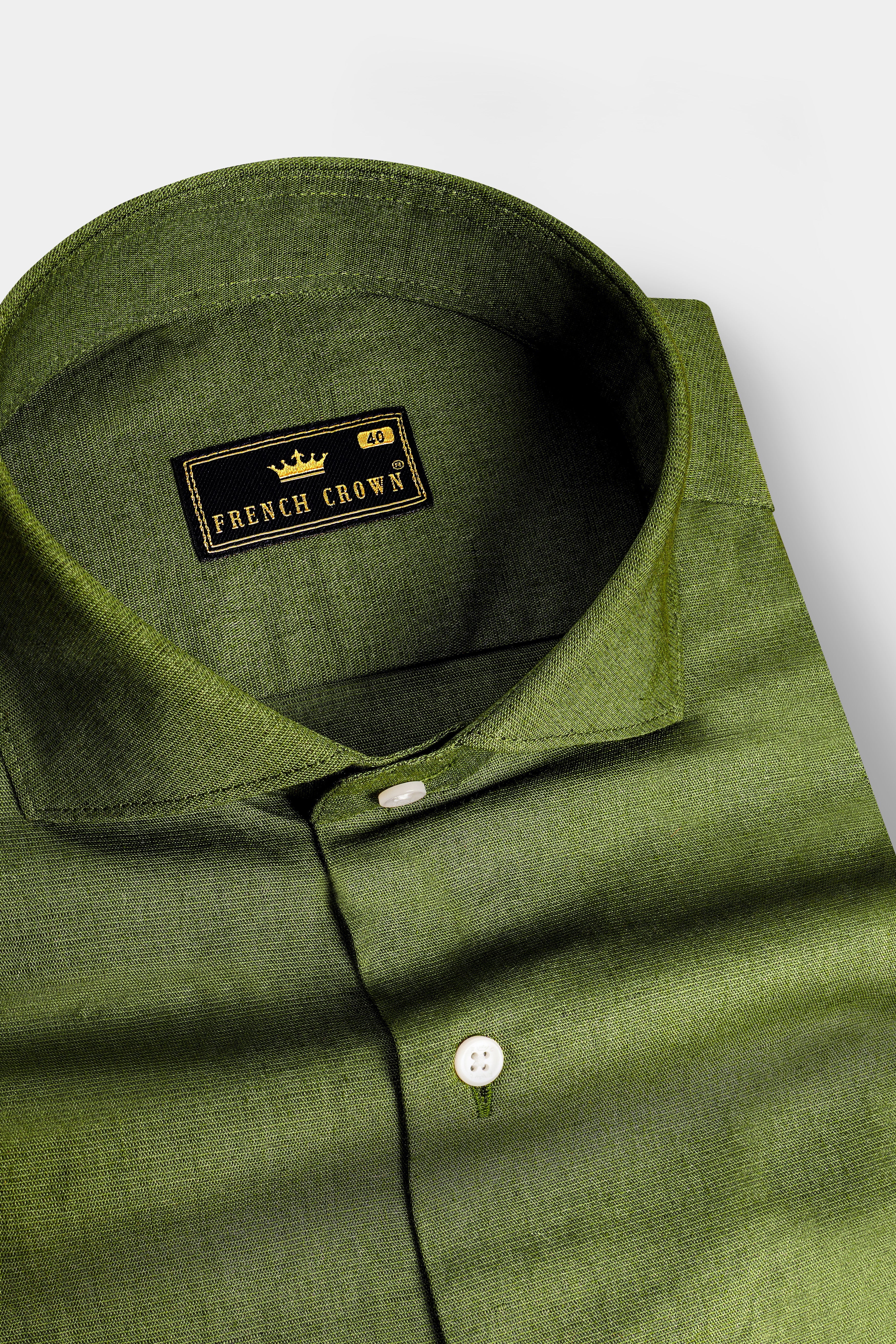Mireli-Waiouru Green Luxurious Linen Dress Shirt