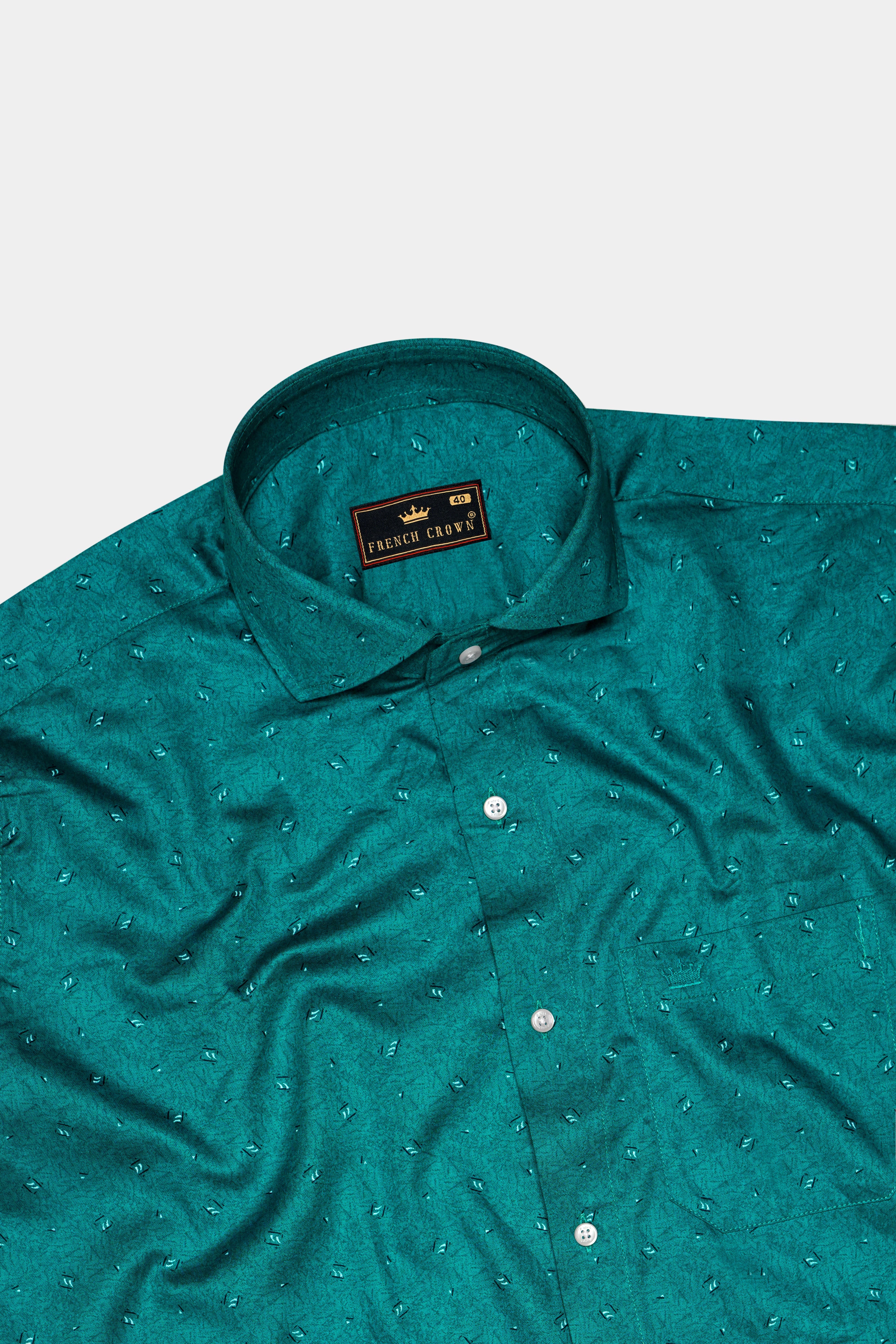 Verique-Surfie Green Printed Subtle Sheen Super Soft Premium Cotton Semi Formal Shirt