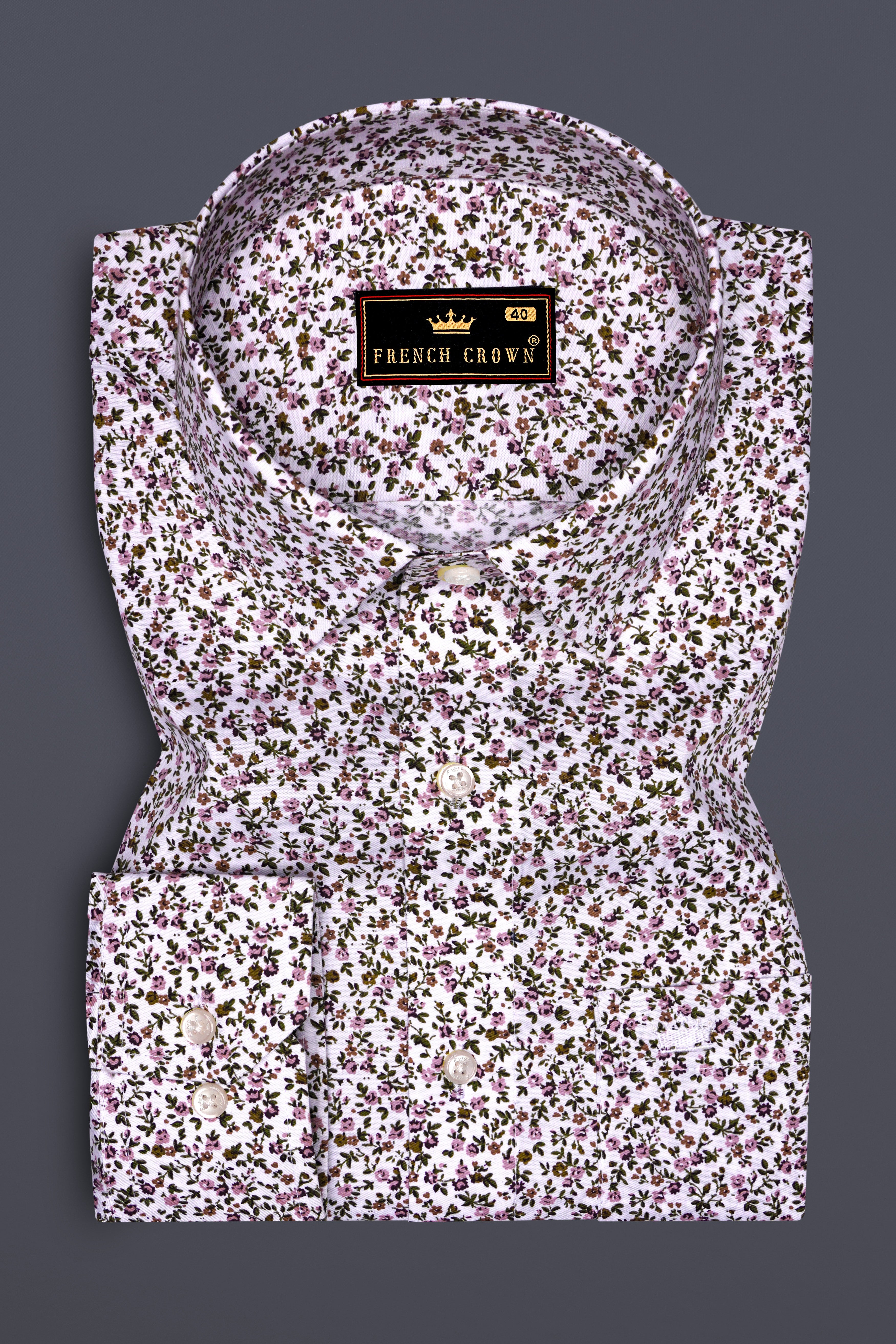 Vivelle-Opera Mauve Pink And Bright White Printed Super Soft Premium Cotton Semi Formal Shirt